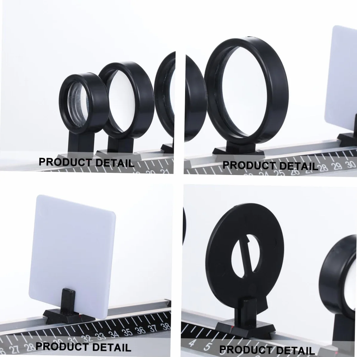 GLEAVI Juego de óptica didáctica kit laboratorio físico con lentes cóncavas convexas espejo óptico instrumentos ópticos experimentos científicos 19,7 x 3,1 x 2 pulgadas