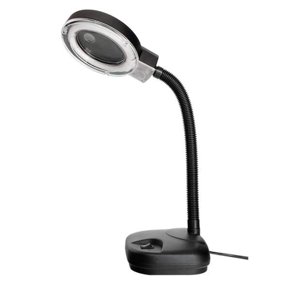 Lupa 5X 80mm, Lupa Manos Libres con Soporte Luminoso, Regulable En Altura, Lupa Iluminada De Sobremesa para Lectura, Manualidades, Banco De Trabajo
