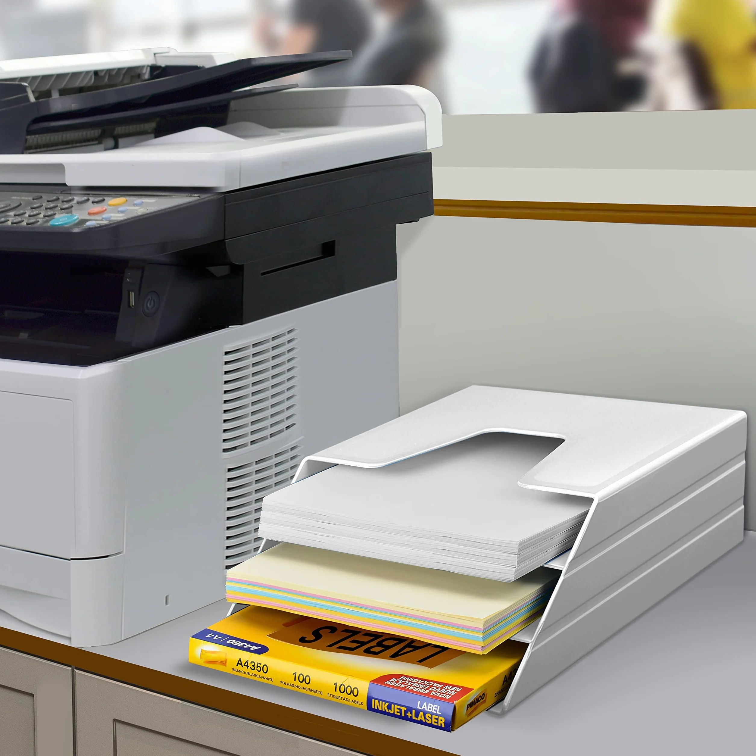 Acrimet Organizador Vertical de Archivos Triples, Clasificador de Archivos Plástico Blanco