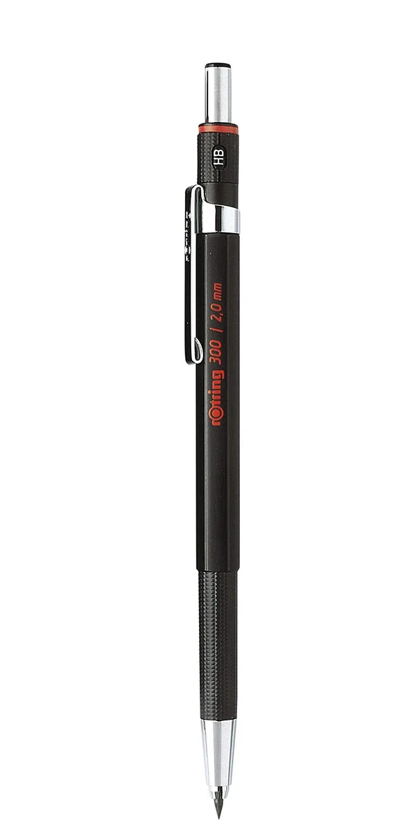 Rotring - Portaminas 300 de 2 mm, modelo 1904729, estructura negra, paquete de 10 unidades