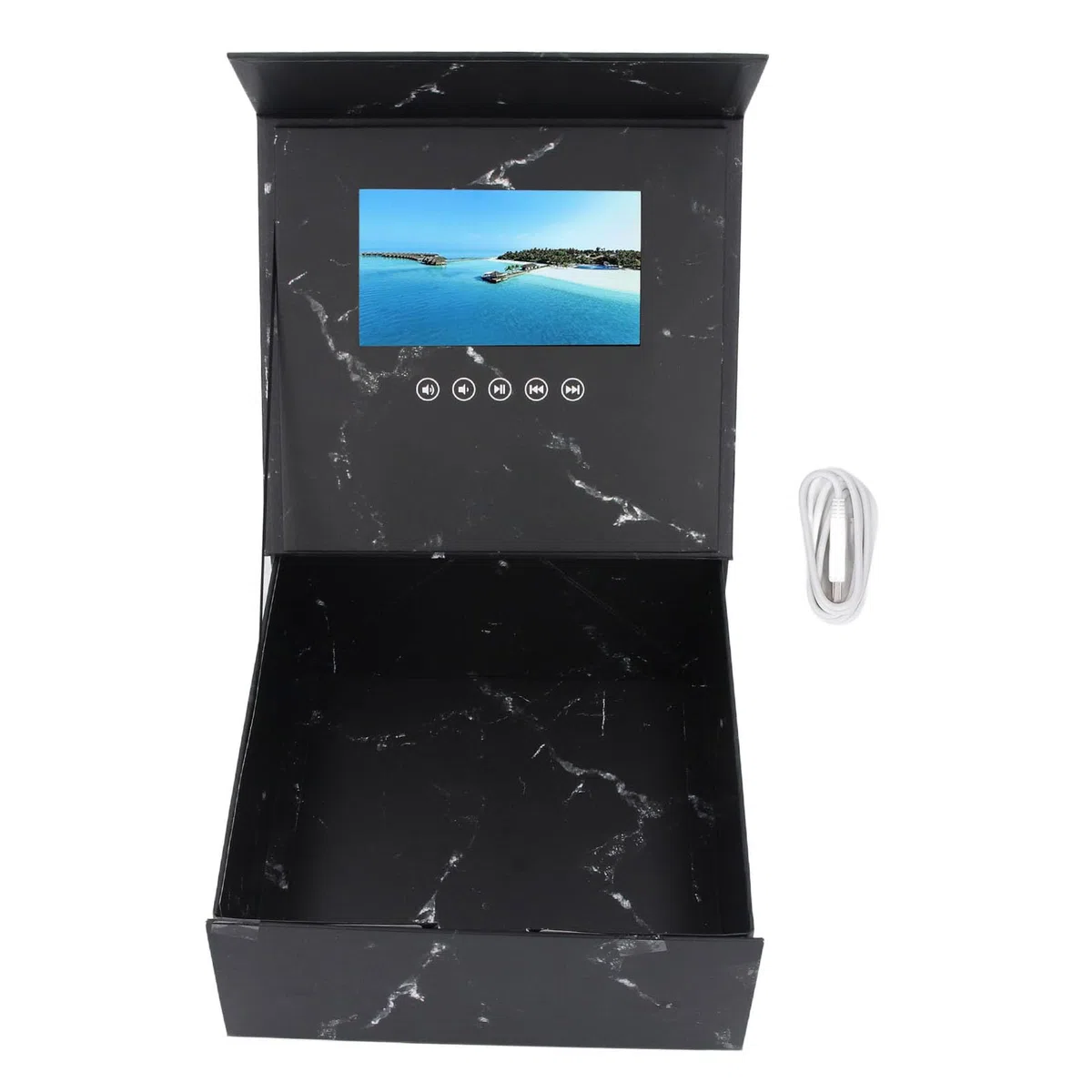 Caja de Regalo con Tarjeta de Felicitación con Video Electrónico con Pantalla LCD de 7 Pulgadas, Invitación de Boda, Adecuada para Navidad, Celebraciones de Aniversario, Cumpleaños, Videos