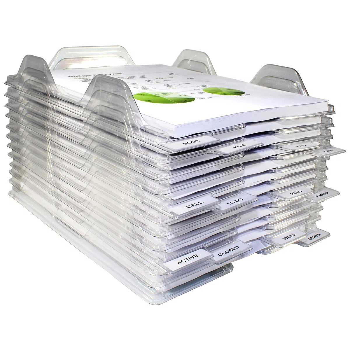 Organizadores de Archivos, tamaño Carta, bandejas apilables para Escritorio, para Archivos de Oficina, Correo, Documentos, Paquete de 12, Transparente