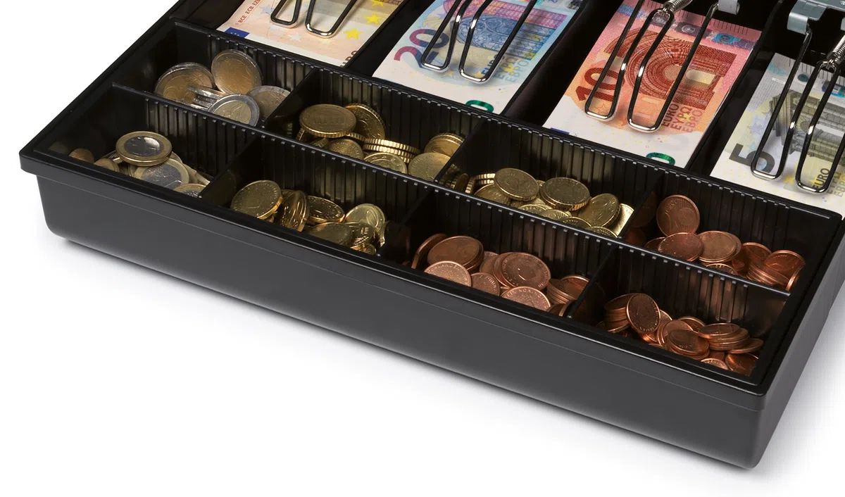Safescan 3540T Gaveta ajustable para el cajón portamonedas - Gaveta de la caja dinero con 4 apartados para billetes y 8 para monedas - Compatible con el cajón portamonedas Safescan SD-3540