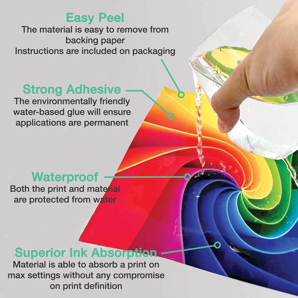 Evergreen Goods 60 hojas de papel adhesivo adhesivo de vinilo blanco brillante A4 impermeable de, hojas de vinilo imprimible adecuado para impresoras de inyección de tinta y láser