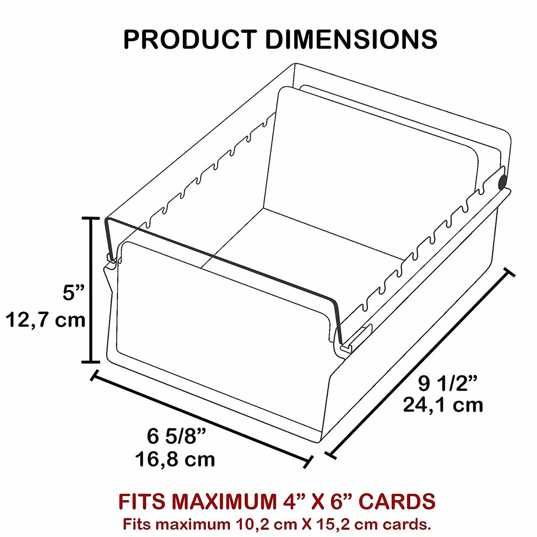 Acrimet Porta Tarjeta 4"x 6", Organizador de Fichas, Base de Metal Resistente (Incluye Índice AZ y un Divisor de Plastico) (Base Blanco y Tapa de Plástico Transparente)