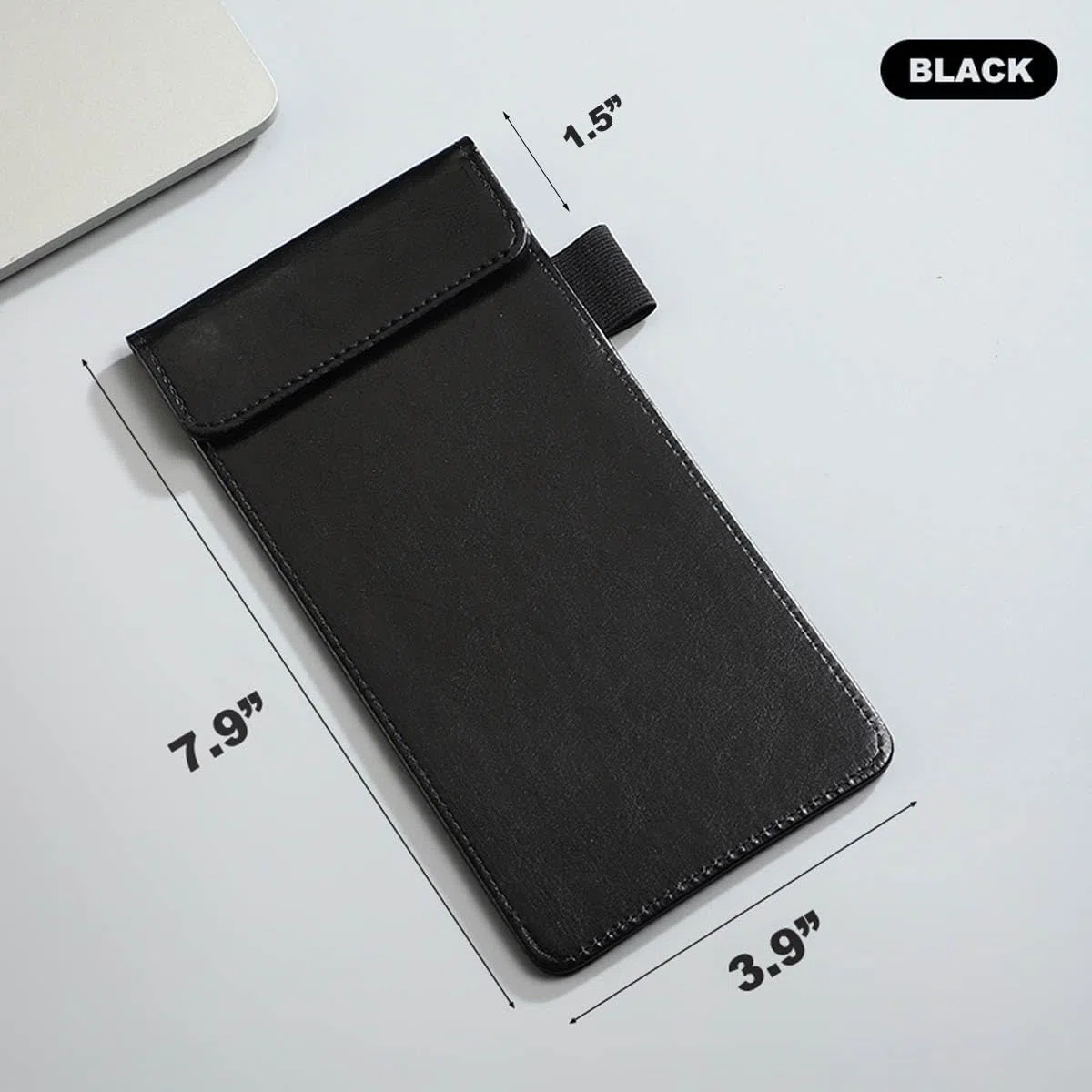 Portapapeles de piel sintética negra, carpeta con clip para archivos A4, organizador de documentos, bloc de escritura, soporte para tarjetas de visita, bloc de conferencias magnético con
