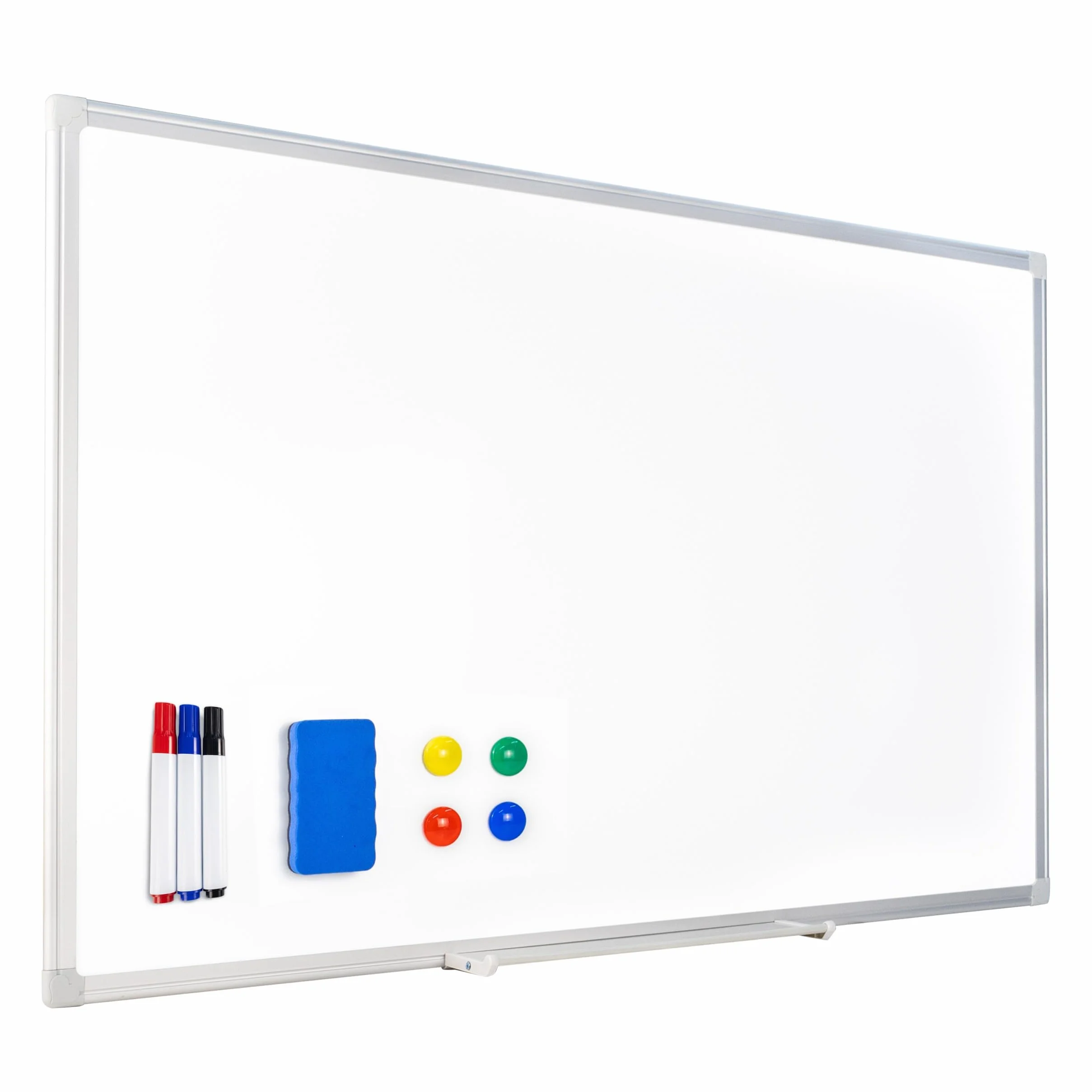 Pizarra blanca magnética Raylu Paper 90 x 60 cm con marco de aluminio y bandeja para rotuladores