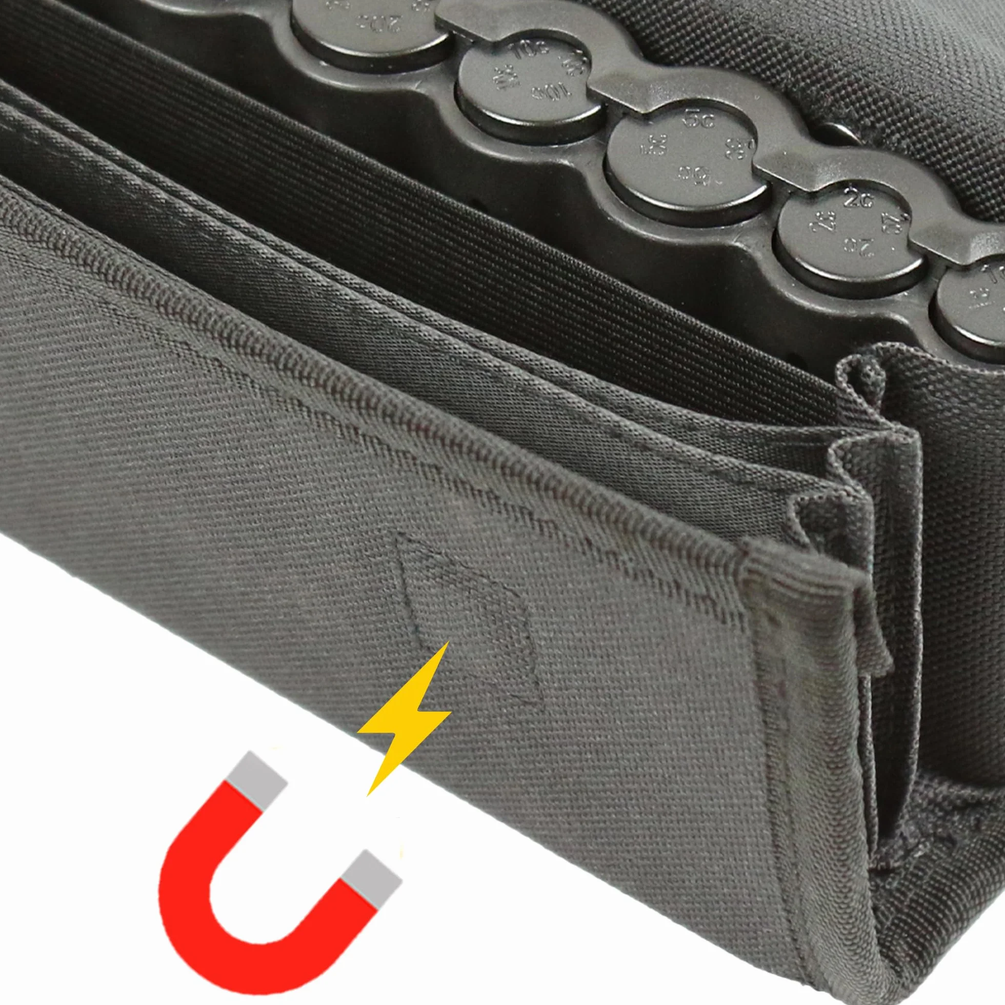 Monepass - Bolso de Camarero con Cambiador de Monedas (8 Piezas) Abs Negro - Cierre Magnético - Versión para Uso Diario