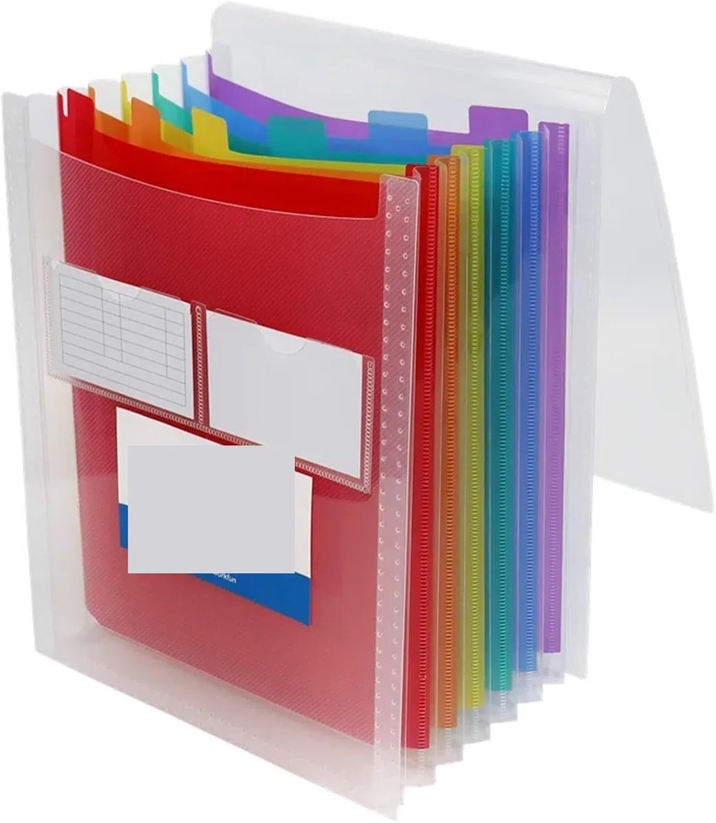 Organizador de archivos en acordeón de plástico, Carpeta Archivadora Expandible A4 Acordeón Plástico Multibolsillos Transparente 31.5x25.8cm