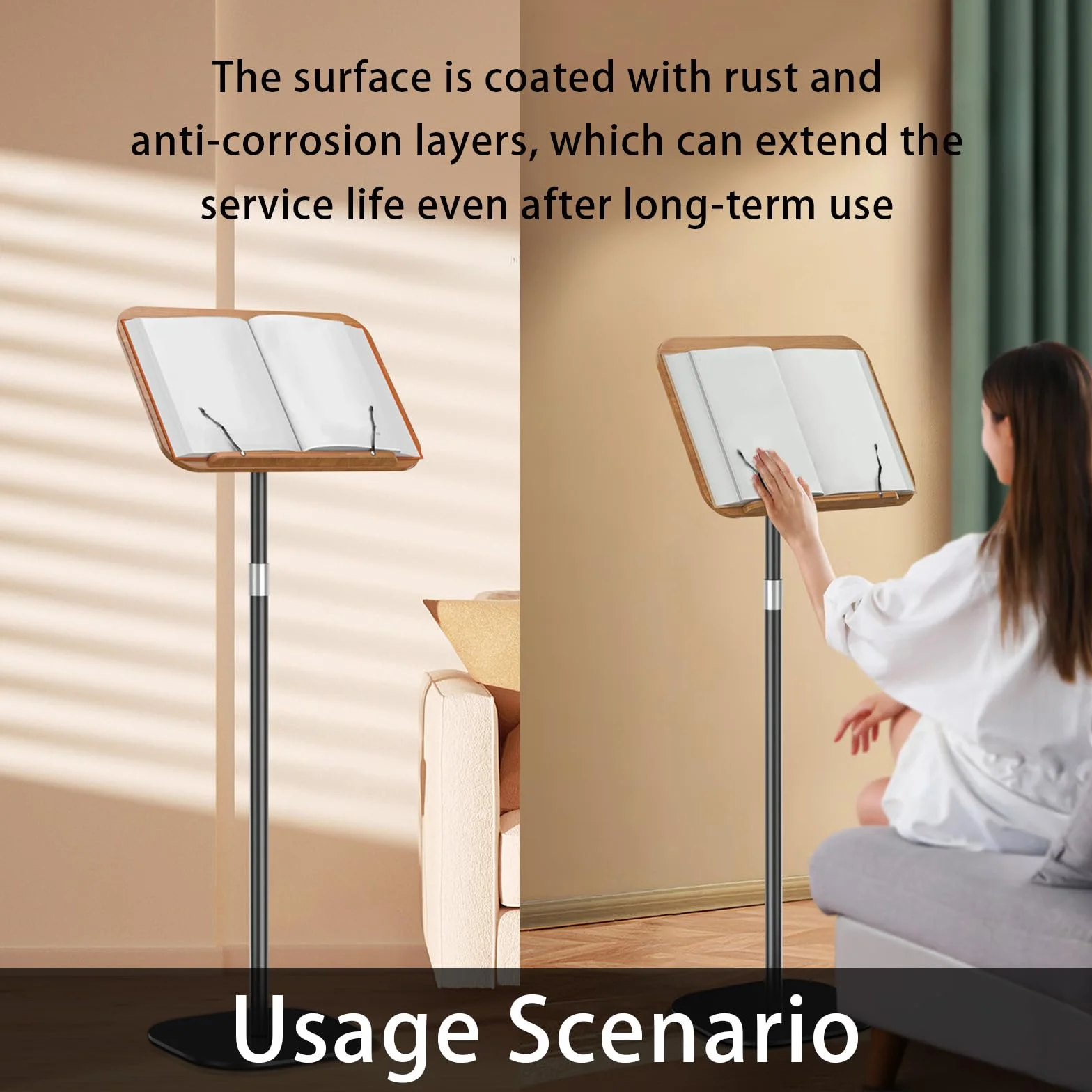 Atril de pie, soporte para libros ajustable, altura ajustable de 80 a 130 cm, mesa portátil para ordenador, soporte para partituras móvil, mesa de proyector, soporte de podio portátil para escuela