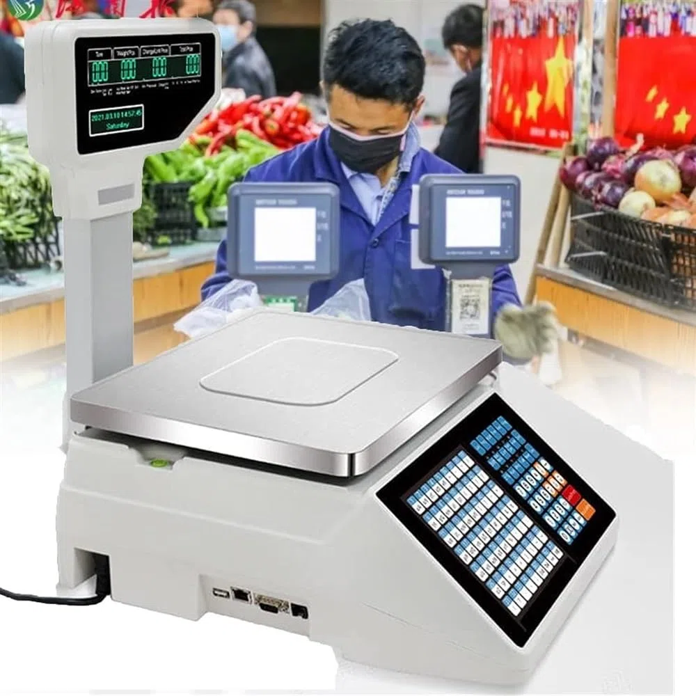 Balanzas, Básculas Digitales con Cálculo De Precios, Impresora Térmica, Básculas Comerciales con Impresión De Etiquetas De Precio A Doble Cara, Básculas Electró(con Escáner)