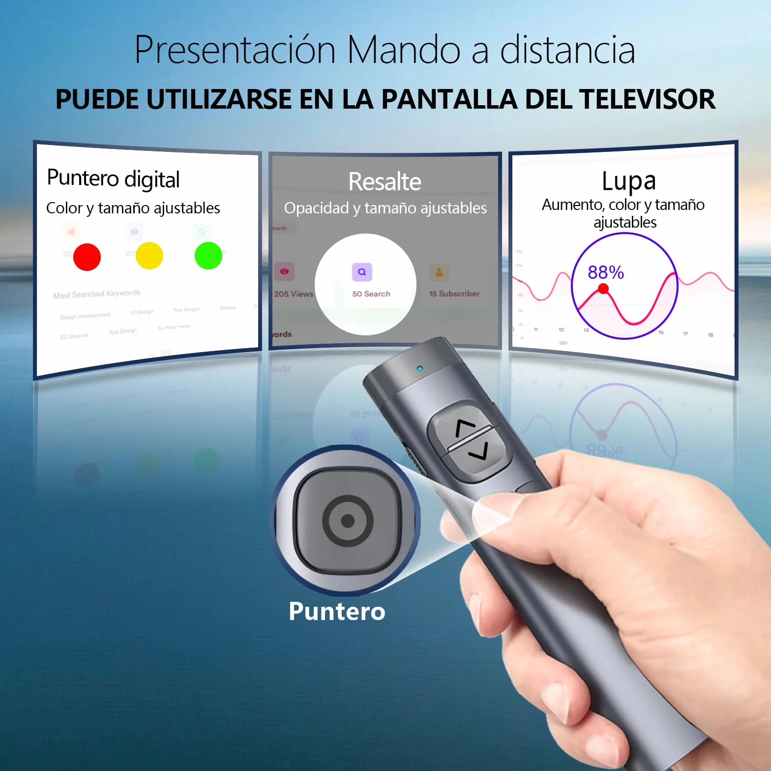 Norwii N97s TV Display Clicker para presentaciones PowerPoint, PowerPoint Clicker, Presentación Rremote, Bluetooth Wireless Presenter, Digital Pointer para TV Display