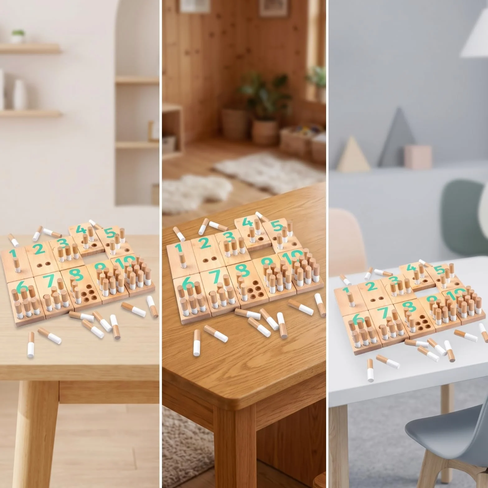 Juego Numerar Didáctico Tablero con Clavijas Números Juguete Educativo para Preescolares