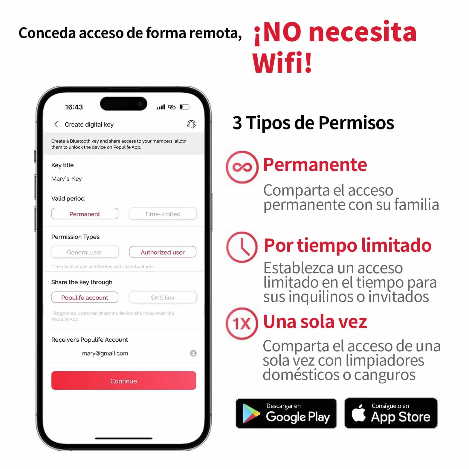 Populife Smart Caja Llaves Bluetooth con Código, Caja Seguridad Inalámbrica para Hogar