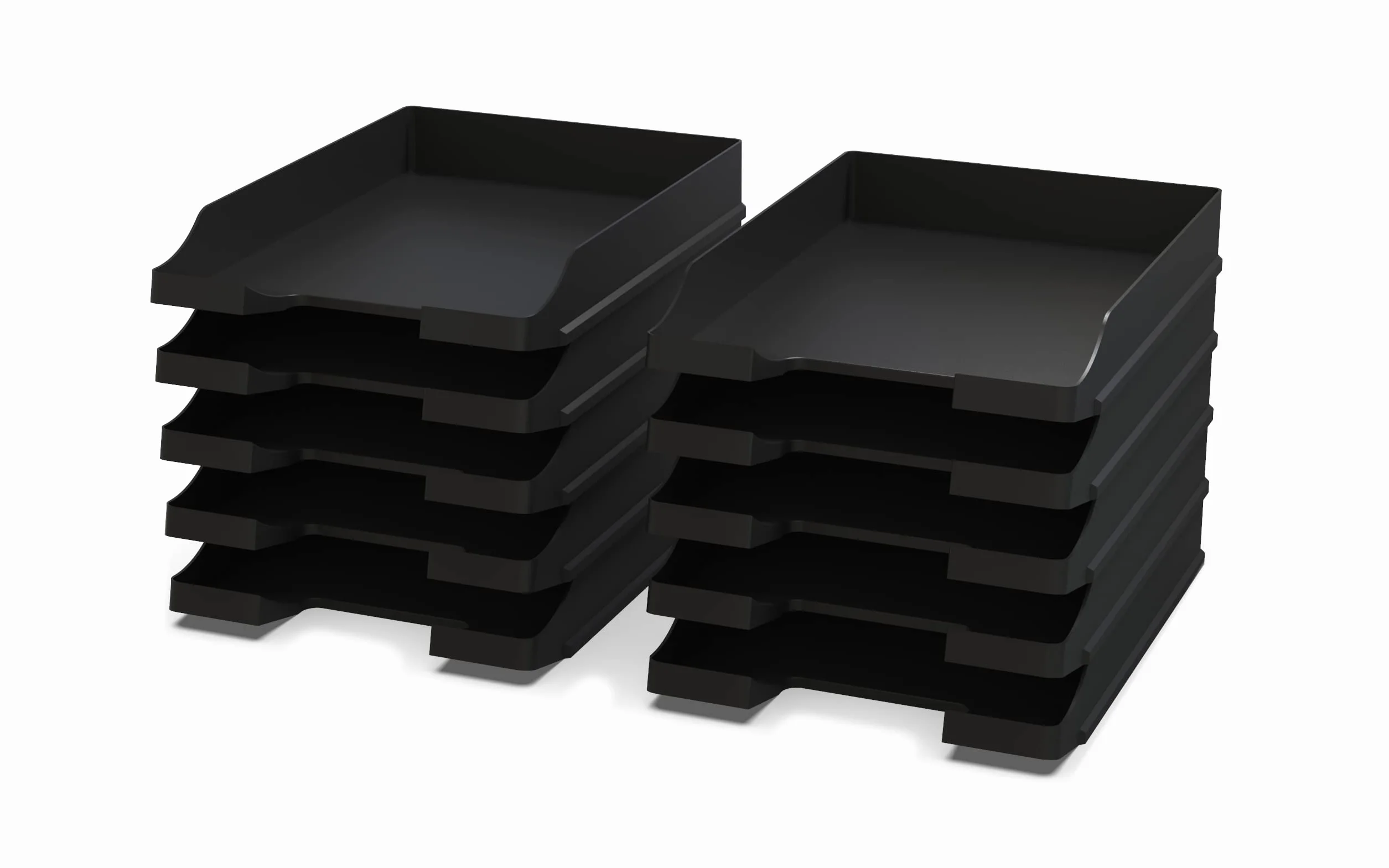 Detectalia Set de 20 Bandejas Portadocumentos A4 Negro Apilable Organizador Escritorio Plástico 35x25x5,2 cm