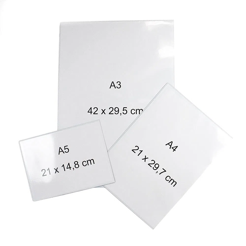 Lote de 5 fundas magnéticas transparentes tamaño A3, 42 x 29,7 cm