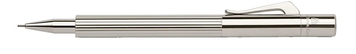 Graf von Faber-Castell - Portaminas de bolsillo Pocket Pen platinado | Cuerpo metálico estriado con mina de 0,7 mm, grado de dureza B y clip de pluma macizo