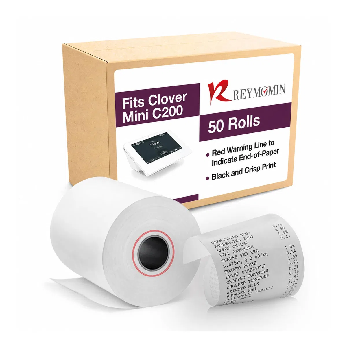 Papel térmico de 2 1/4 x 85-55 GSM, 50 rollos de papel multiusos para recibos POS, papel blanco para tarjetas de crédito para alta demanda de impresión