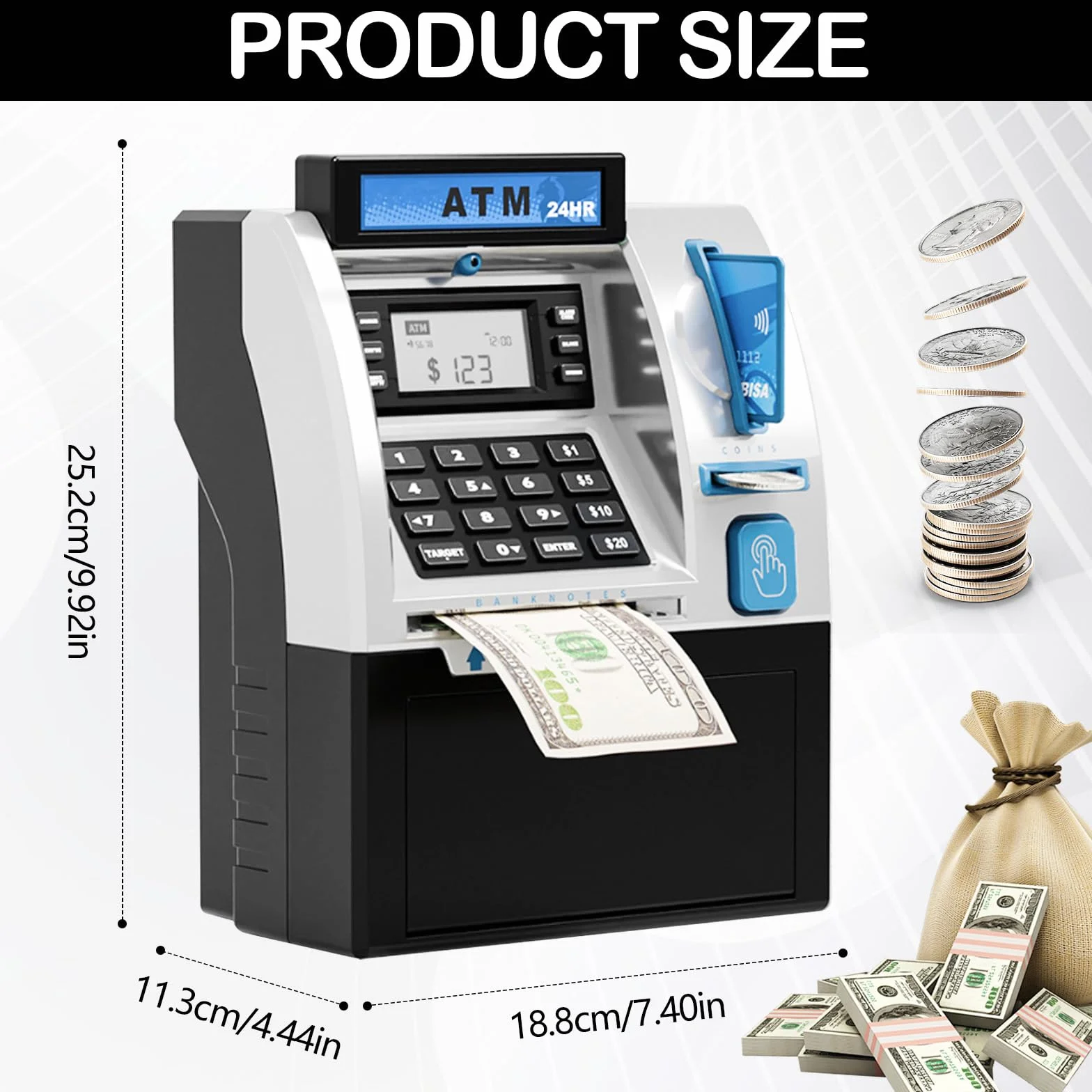 Alcancía Electrónica, Caja de Dinero con Contraseña Cajero Automatico Digital Mi-ni Caja Fuerte Electrónica Electronicas con Tarjeta de Débito para Cajero Automático Bancos Huchas