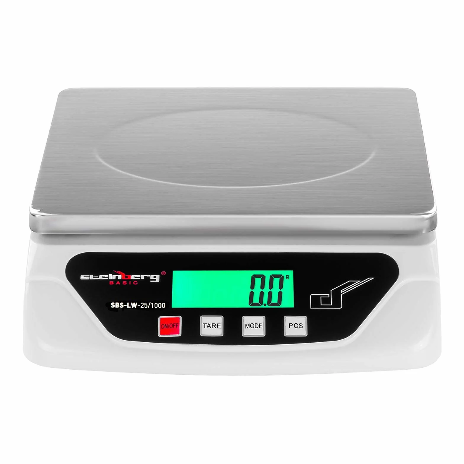 Steinberg Systems Báscula Para Paquetería Digital Balanza Pesacartas SBS-LW-25/1000 (6 g - 25 kg, Precisión de 1 g, Superficie de pesaje de 21,5 x 17,5 cm)