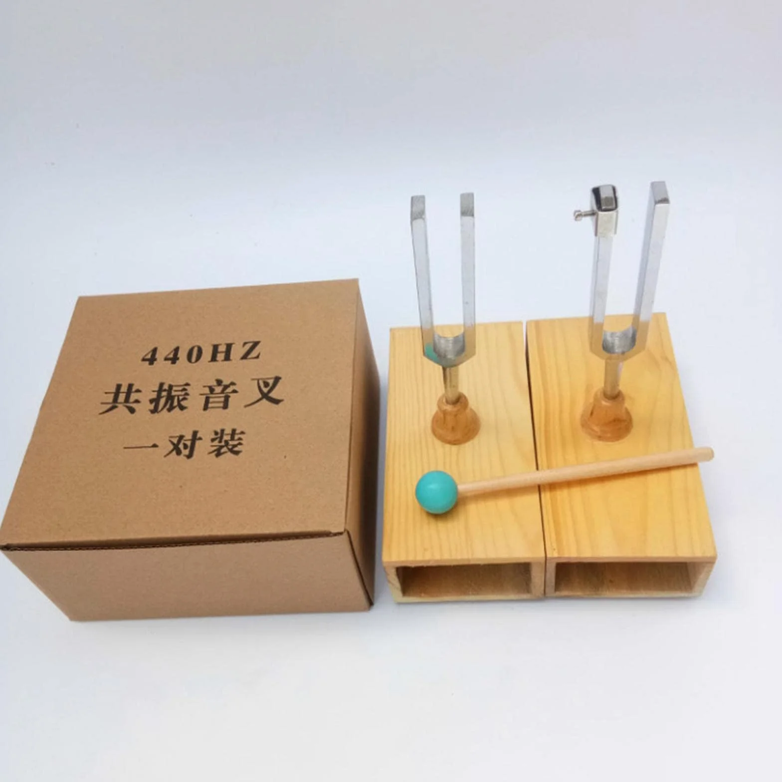 Oshhni Diapasón resonante con caja de resonancia Material didáctico equipado con martillo de silicona Resonador Diapasón Cajas de resonancia Juego de
