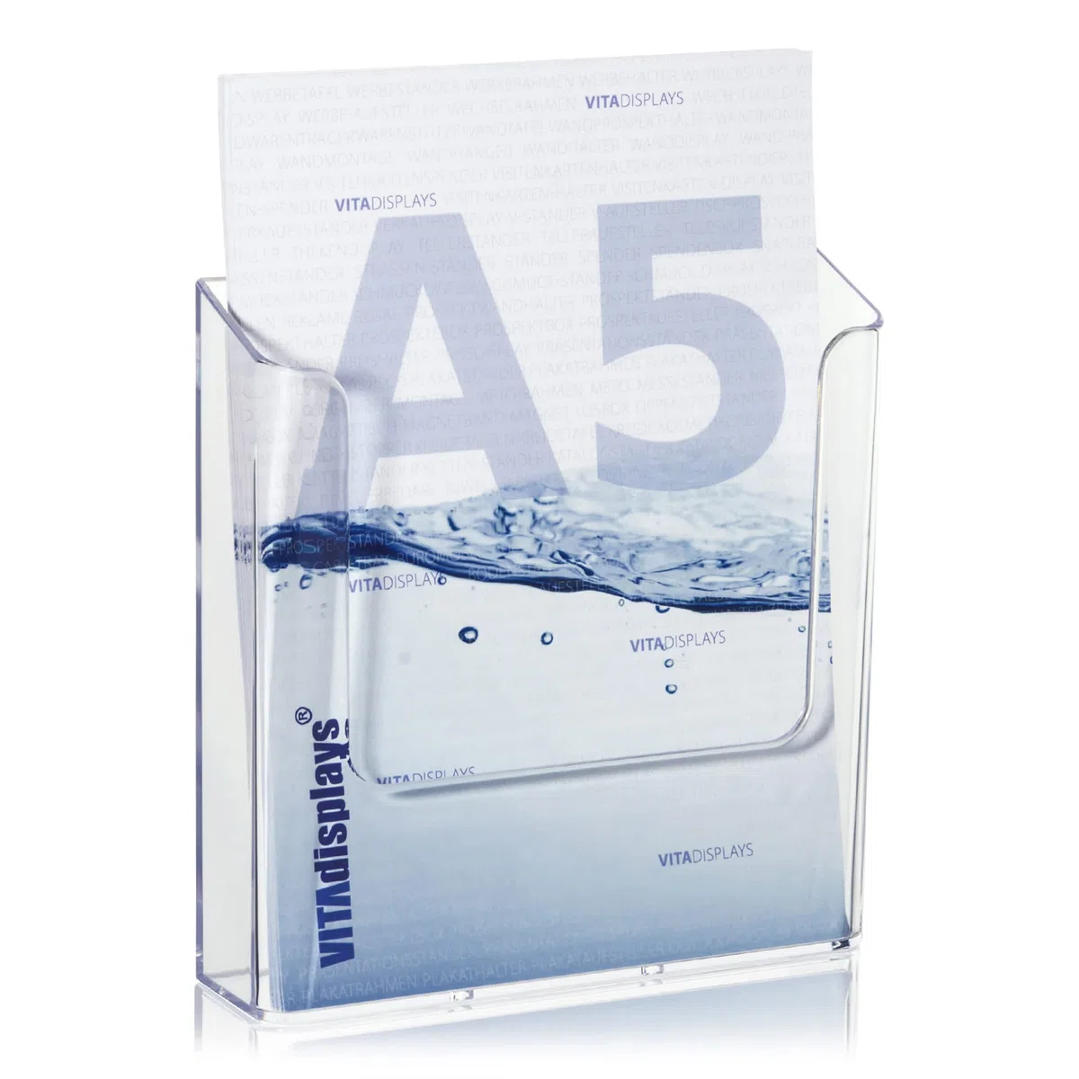 VITAdisplays 10 soportes para folletos de pared, DIN A5, transparentes, para montaje en pared, para folletos DIN A5, soporte para folletos como soporte de pared para folletos y catálogos