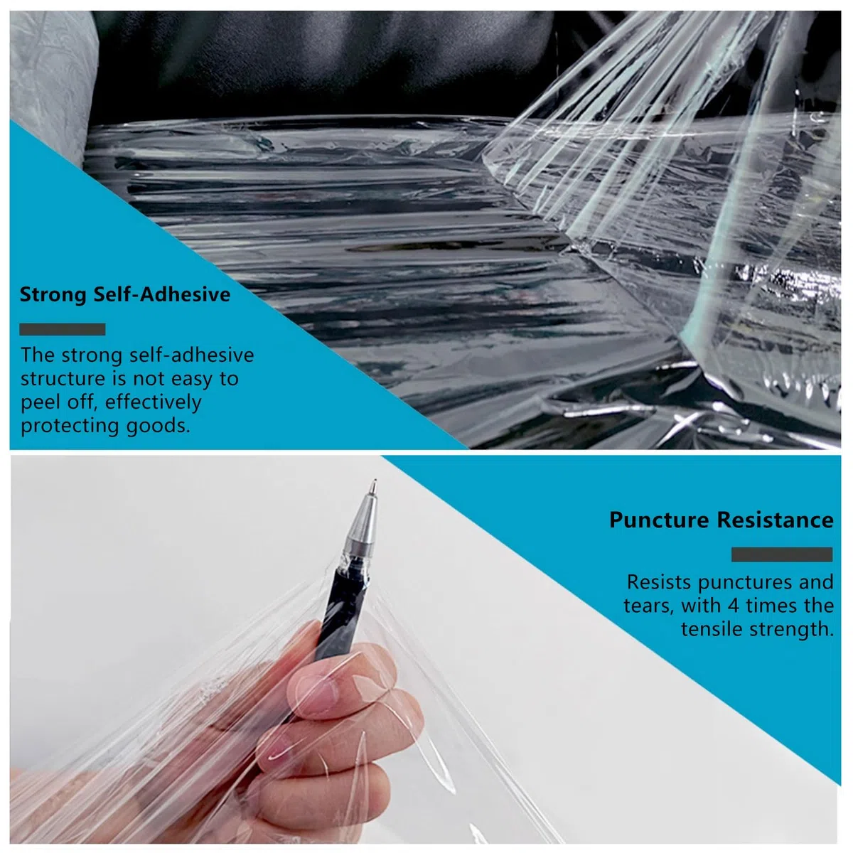 Film Estirable Transparente para Muebles, Película Estirable Film de Embalaje Flexible Resistente y Resistente al Desgarro Film para Palets Industrial Mudanzas y Envíos(Size:2 pack - 100cm x 710m)