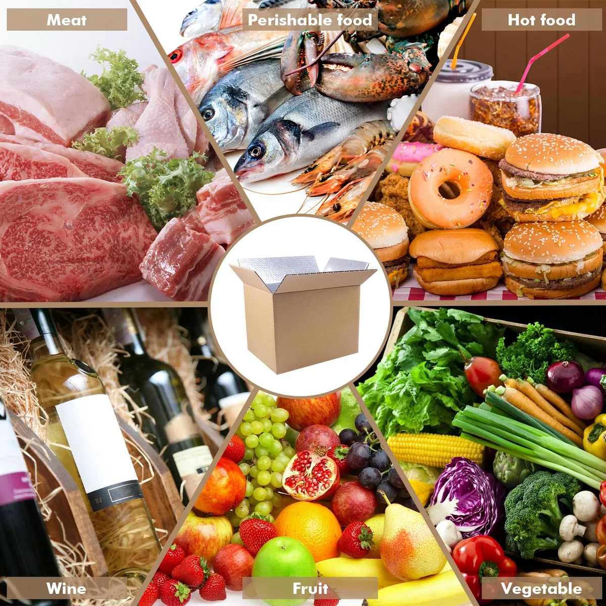 Cajas de envío aisladas para envío de alimentos congelados, 15.7 x 11.8 x 7.8 pulgadas (paquete de 6), kits de mudanza de cartón de aluminio grande para embalaje por correo, caja de envío