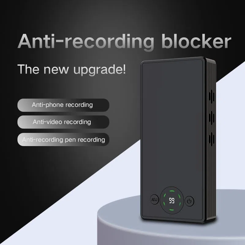 Bloqueador de grabación de audio con control remoto, alcance de 50 m, evita la grabación de audio no autorizada para reuniones de negocios, entrevistas, conferencias y protección de la privacidad