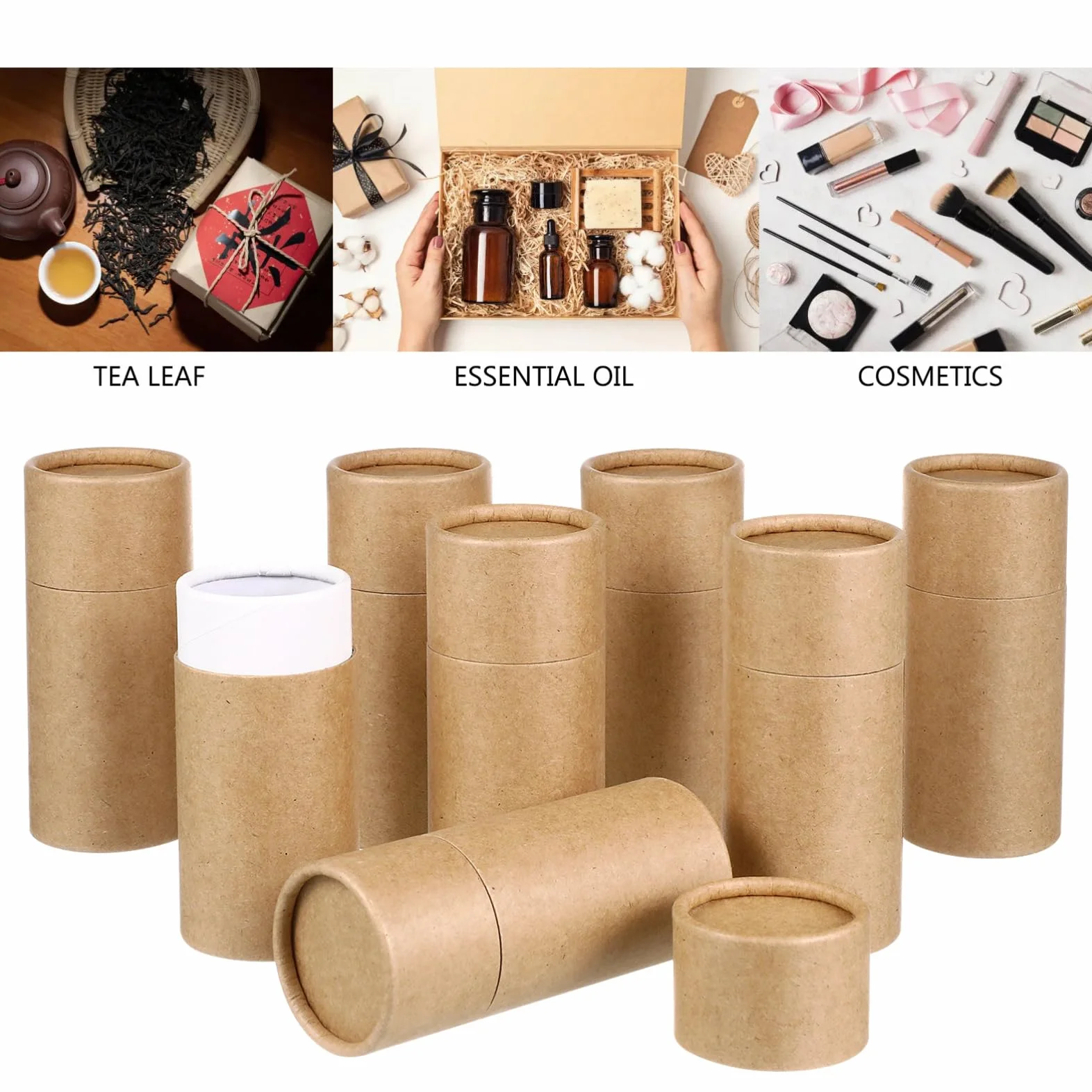 COHEALI 40 Piezas Caja Tubo de Papel para Aceite Esencial Tubos de Embalaje Kraft con Tapas