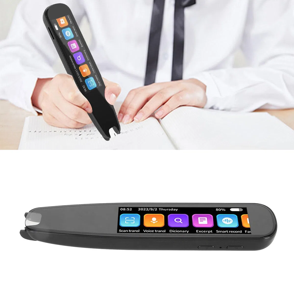 Bolígrafo de Traducción con Pantalla de 3,7 Pulgadas, Escáner en Línea/sin Conexión de 12 Idiomas, Traductor de Voz y Transcripción de Texto para Viajes, Estudio y Negocios, 99% de Precisión,