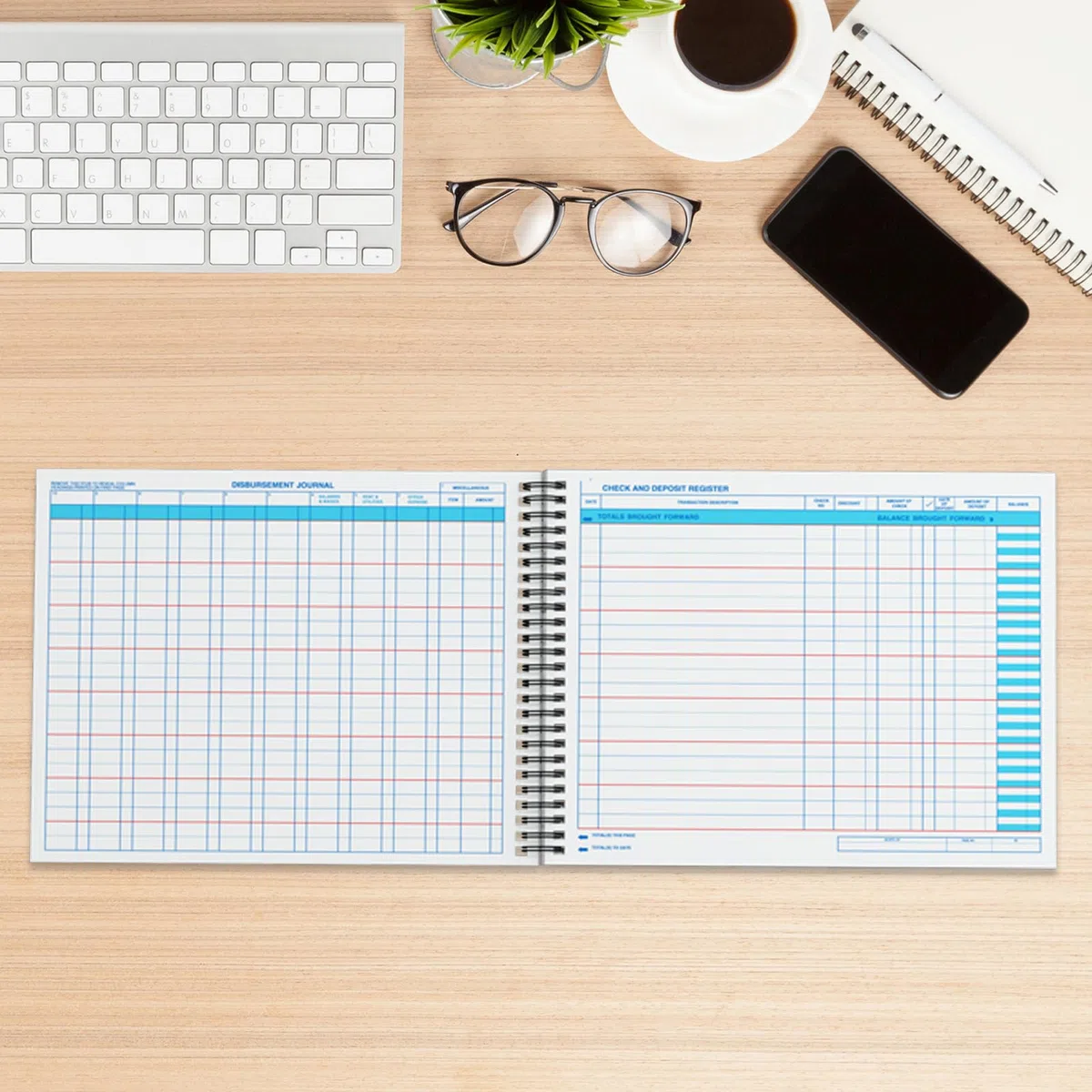 Paquete de 6 diarios de desembolso, libro de contabilidad de 10 x 8.5 pulgadas, libro de contabilidad de gastos con 10 hojas de columna, diario de desembolso de efectivo para contabilidad de negocios
