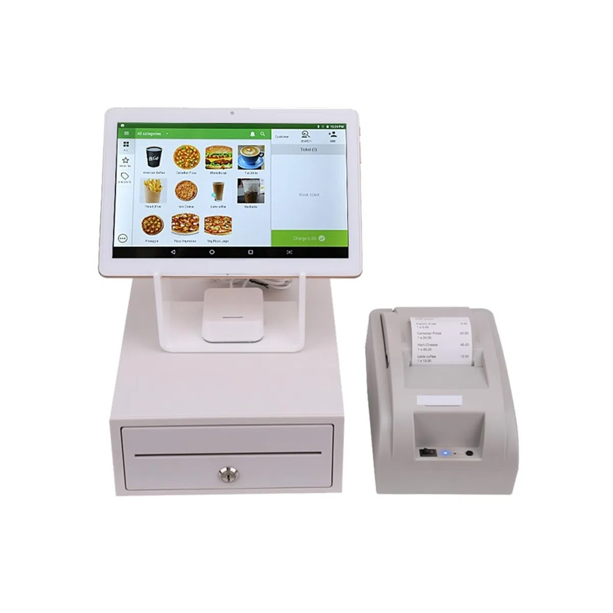 Cajero Registrador, Caja registradora con pantalla táctil de 10 pulgadas y software POS for tiendas minoristas, restaurantes y supermercados