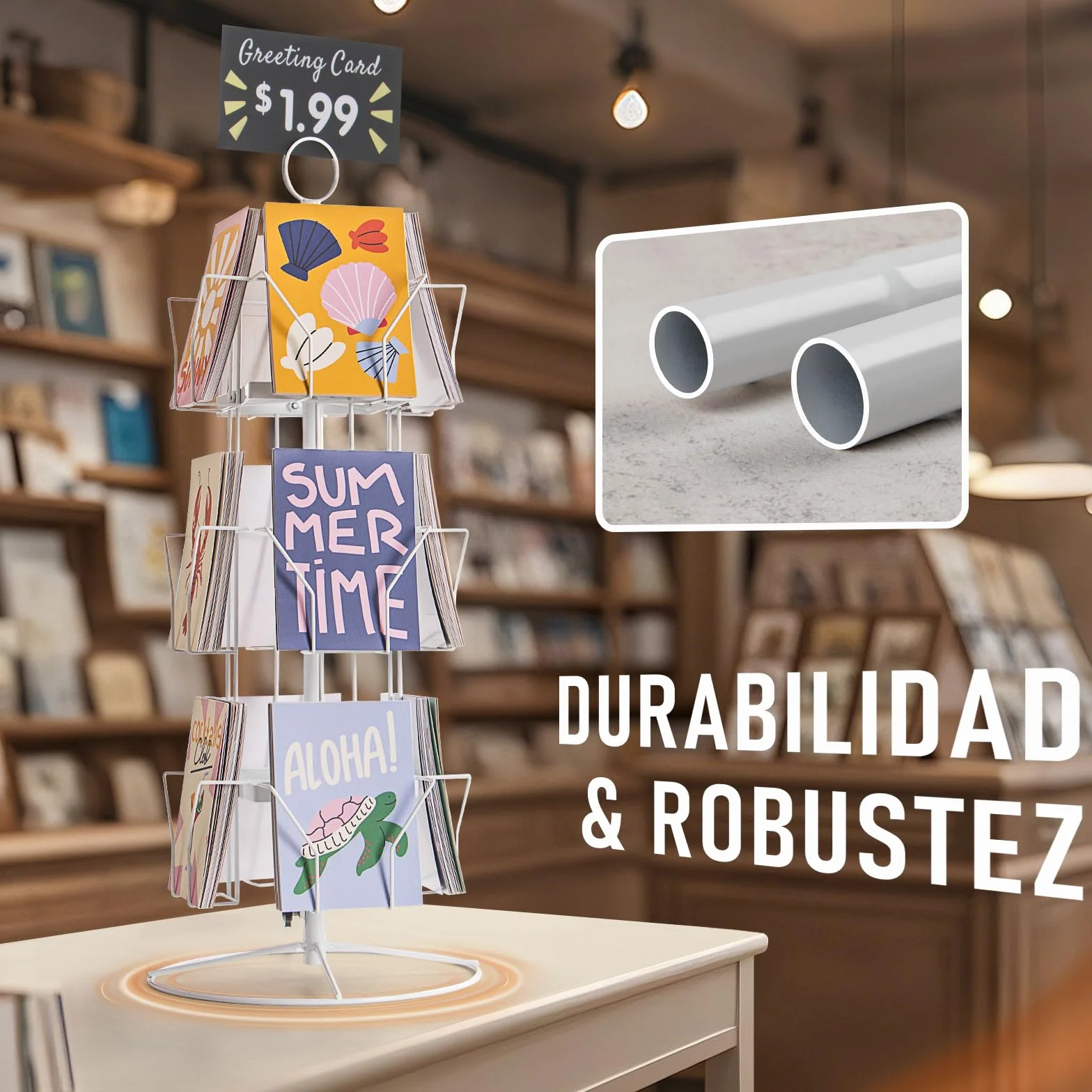 ANBOXIT Soporte giratorio para tarjetas de felicitación, metal blanco 12 bolsillos