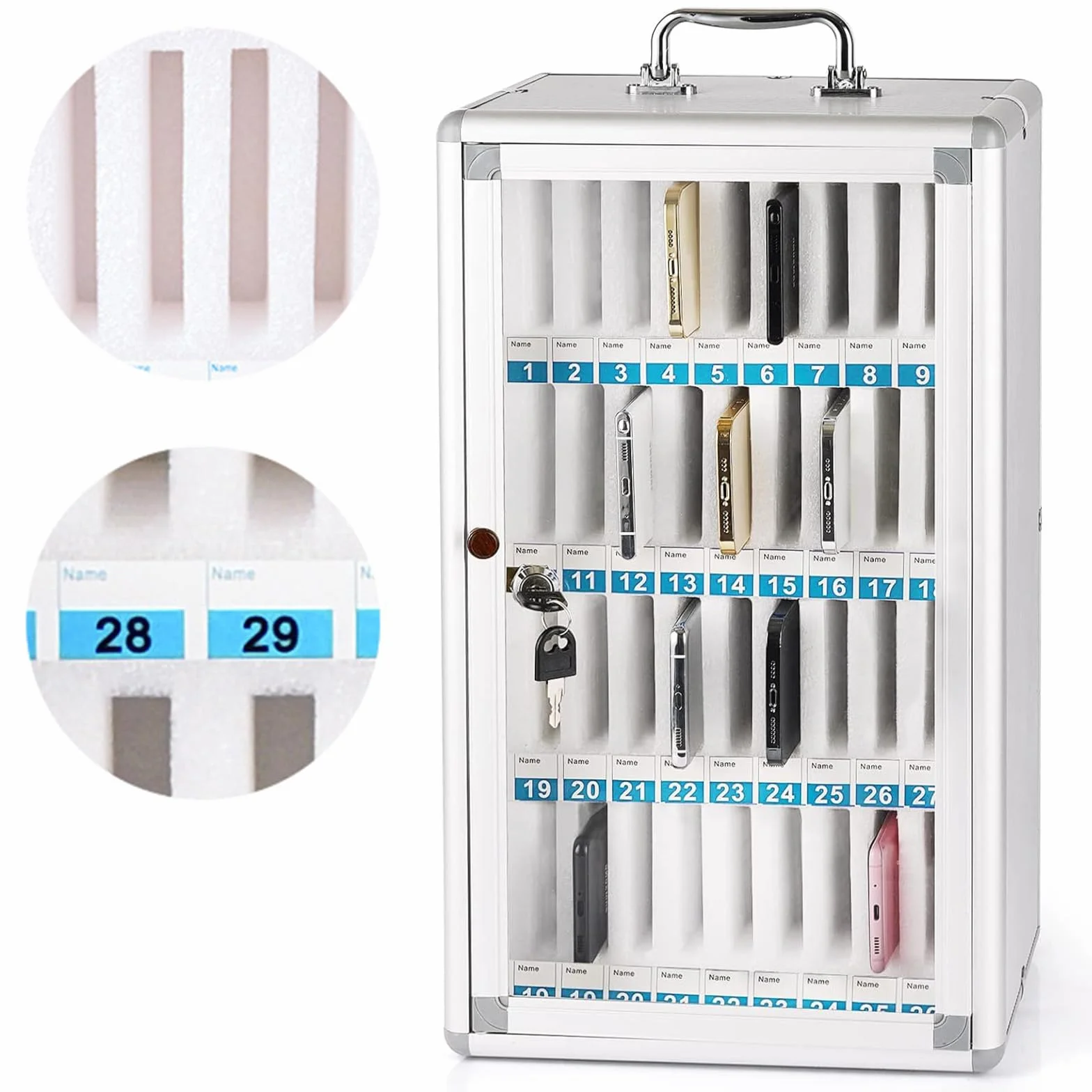 Metal Locking Phone Storage Cabinet 36 Slots for Classroom Office Church Gym