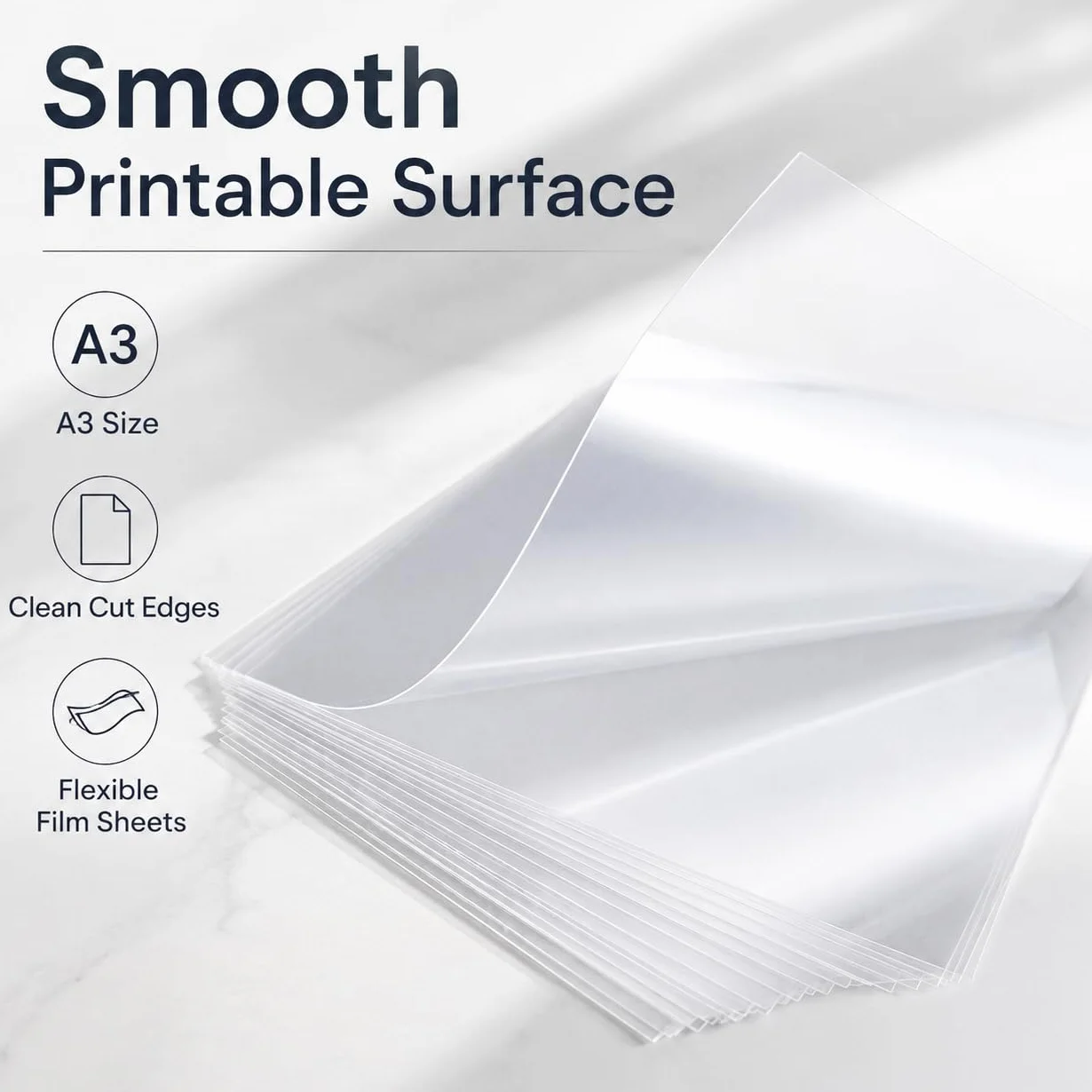 50 láminas de acetato transparente de inyección de tinta A3 de secado rápido, hojas de vinilo A3 para impresoras de inyección de tinta, proyector superior, impresión de pantalla, 420 x 297 x