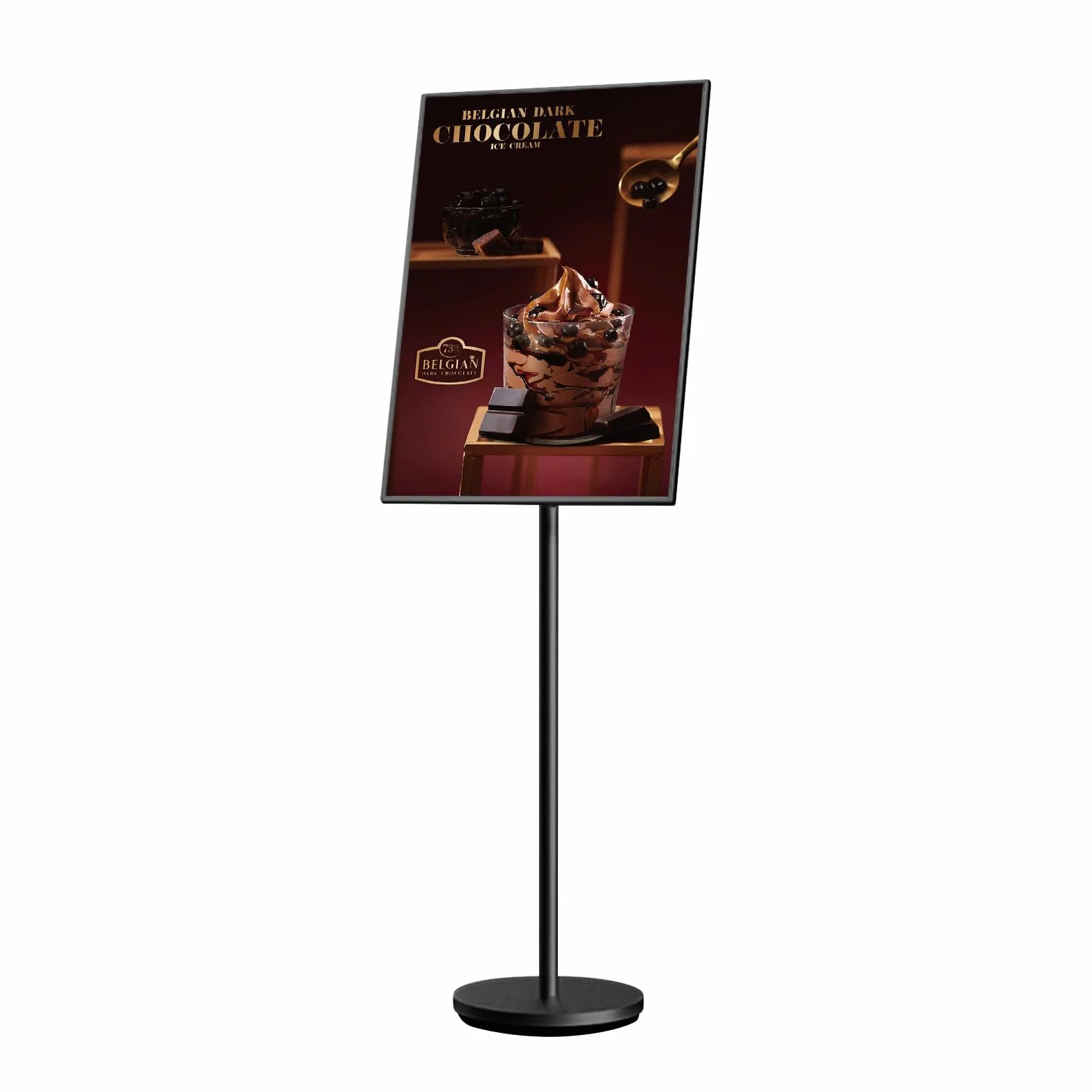 A2 Soporte de presentación, letrero vertical, tablón de anuncios, pizarra de anuncios, ángulo ajustable, de aleación de aluminio, letrero de anuncios A2 estable (Negro)