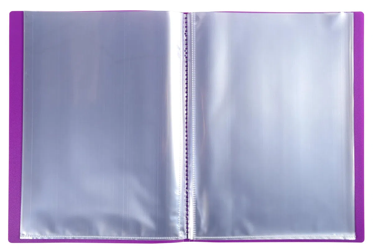Exacompta - Ref. 88116E OPAK - Cartón de 8 protectores de documentos, 100 fundas de cristal liso, 200 vistas, para tamaño A4, dimensiones 24 x 32 cm, tapa de polipro semirrígido, color morado