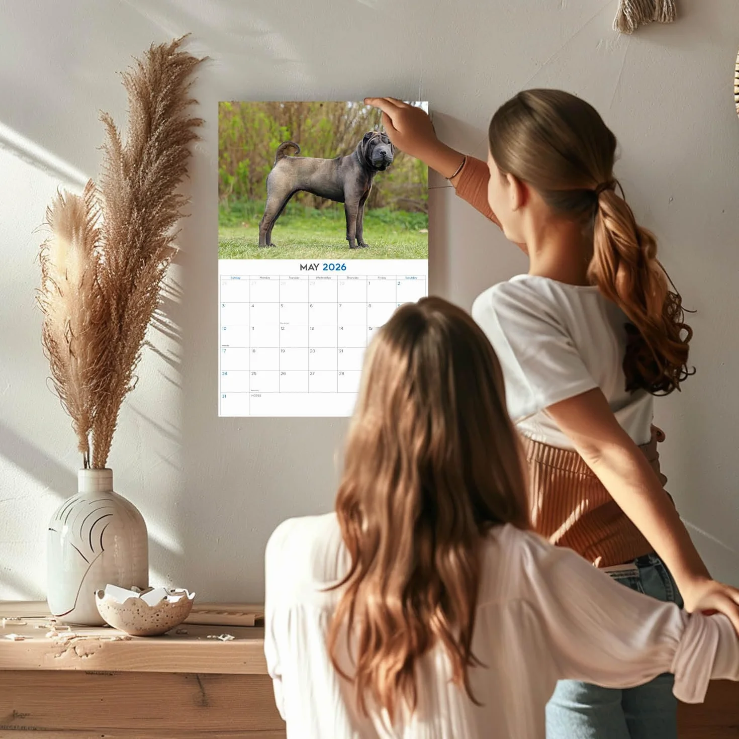 Calendario 2024 2025 Shar Pei – Calendario mensual de pared de raza de perro – 12 x 18 pulgadas abierto – Papel grueso que no se corre – Regalo – Calendario académico para profesores, calendario de