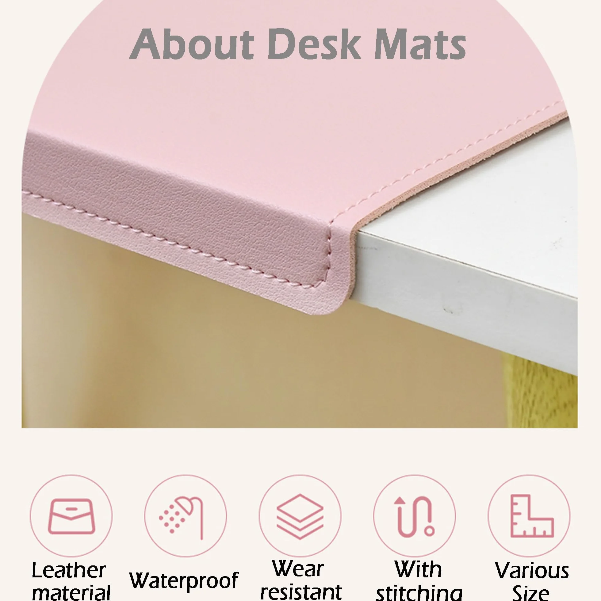 Almohadilla de escritorio de piel, protector de mesa grande antideslizante, tapete impermeable para escritorio de oficina y portátil, tapete de ratón de piel sintética con protector de borde para