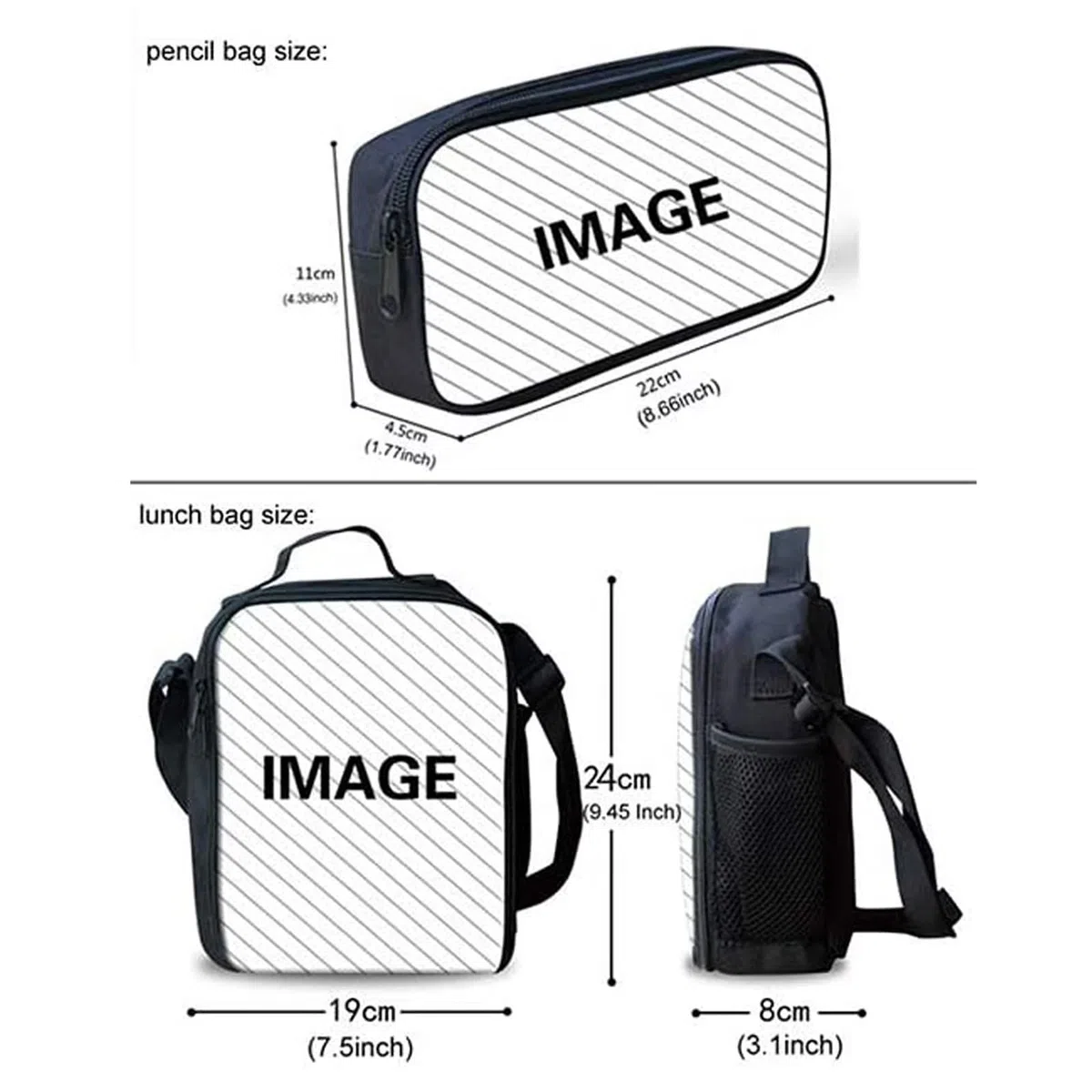 POLERO Juego de 3 bolsas escolares con impresión 3D para el almuerzo, estuche para lápices, Caballo marrón, Talla única, Mochila infantil