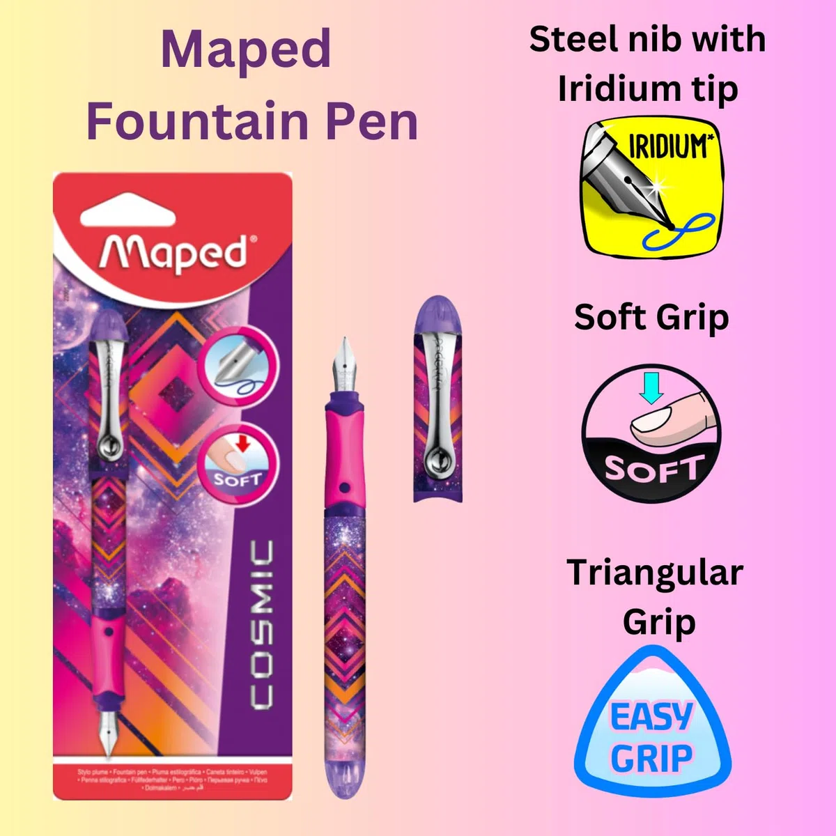 Maped Portapapeles Viking con pluma estilográfica, portapapeles azul, almohadilla de examen, pluma estilográfica, pluma de tinta, punta fina con bolígrafo de mejor rendimiento, bolígrafo recargable