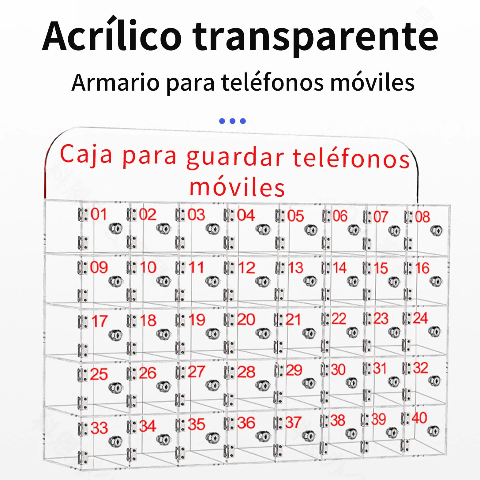 Caja de Almacenamiento para Teléfono Celular, Armario de Pared acrílico Transparente para móviles con Cerradura de Puerta y Llave, Organizador de móviles para Oficina, Escuela, Aula -6 Ranuras