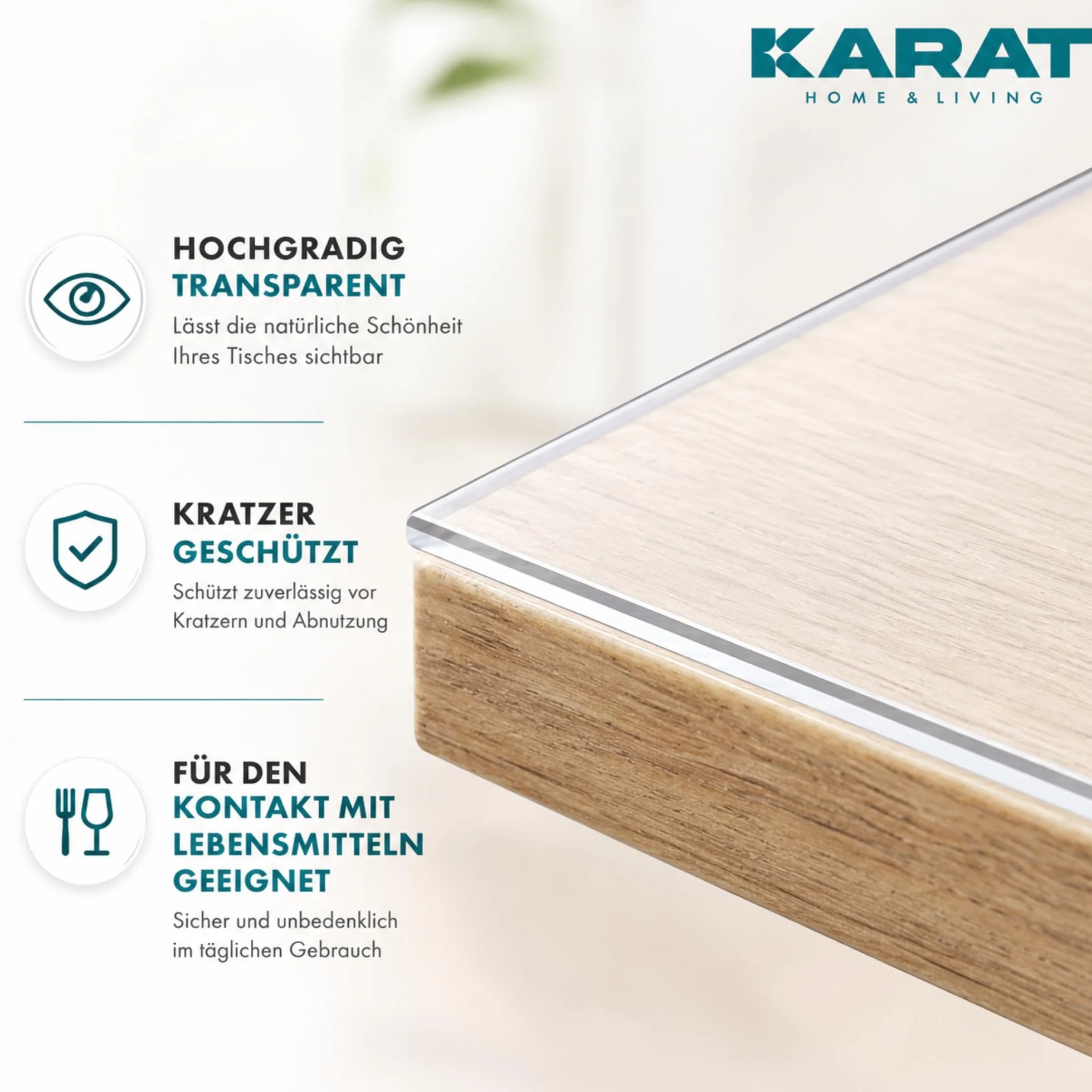 KARAT Protector de mesa transparente mate con borde biselado, mantel a medida, tamaño a elegir, lámina protectora mate, protector de mesa (Imperial, ancho 80 x largo: 160 cm)