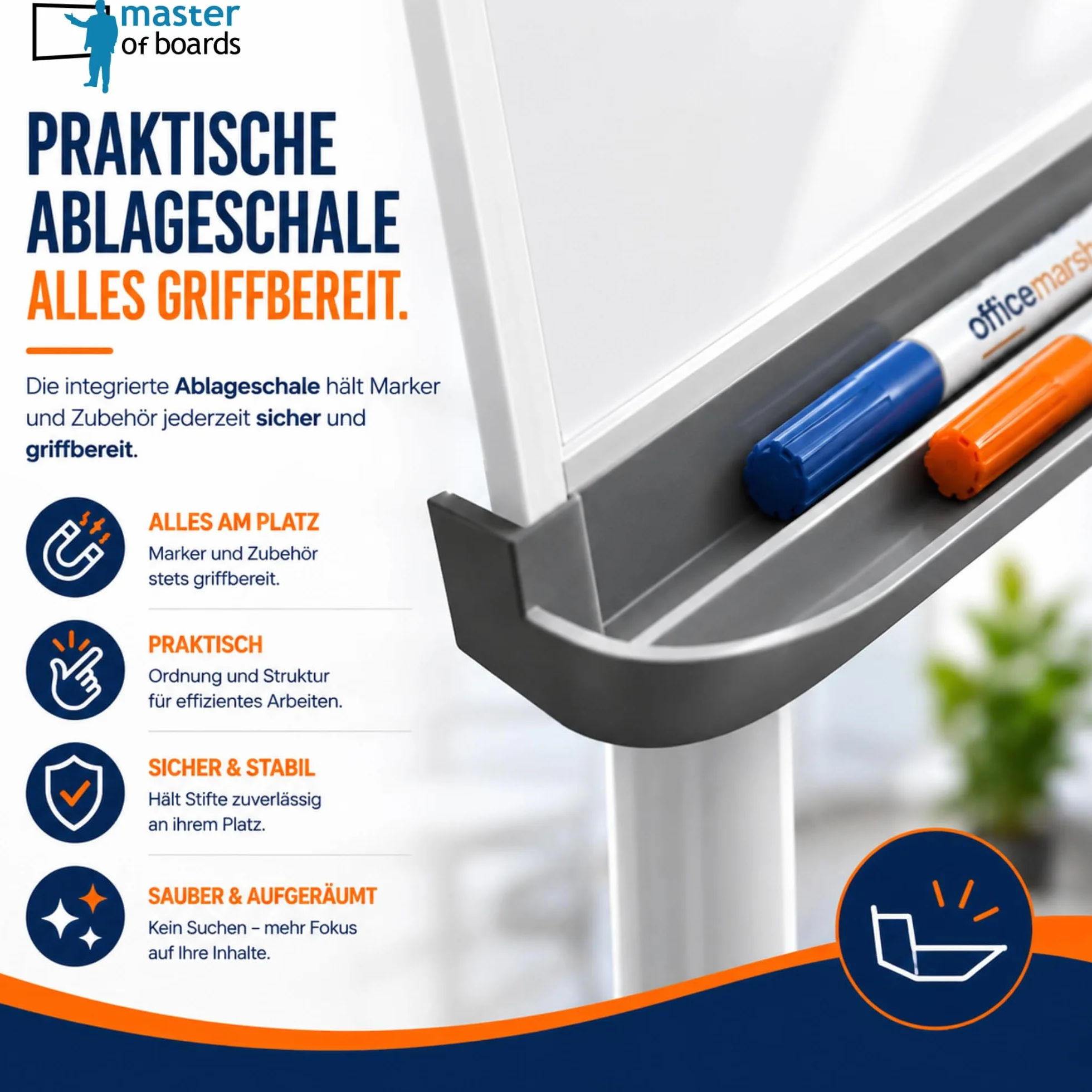 Master of Boards Profesional rotafolio con portarrollos Soporte | móvil y versátil | Papel desplegables | ajustable
