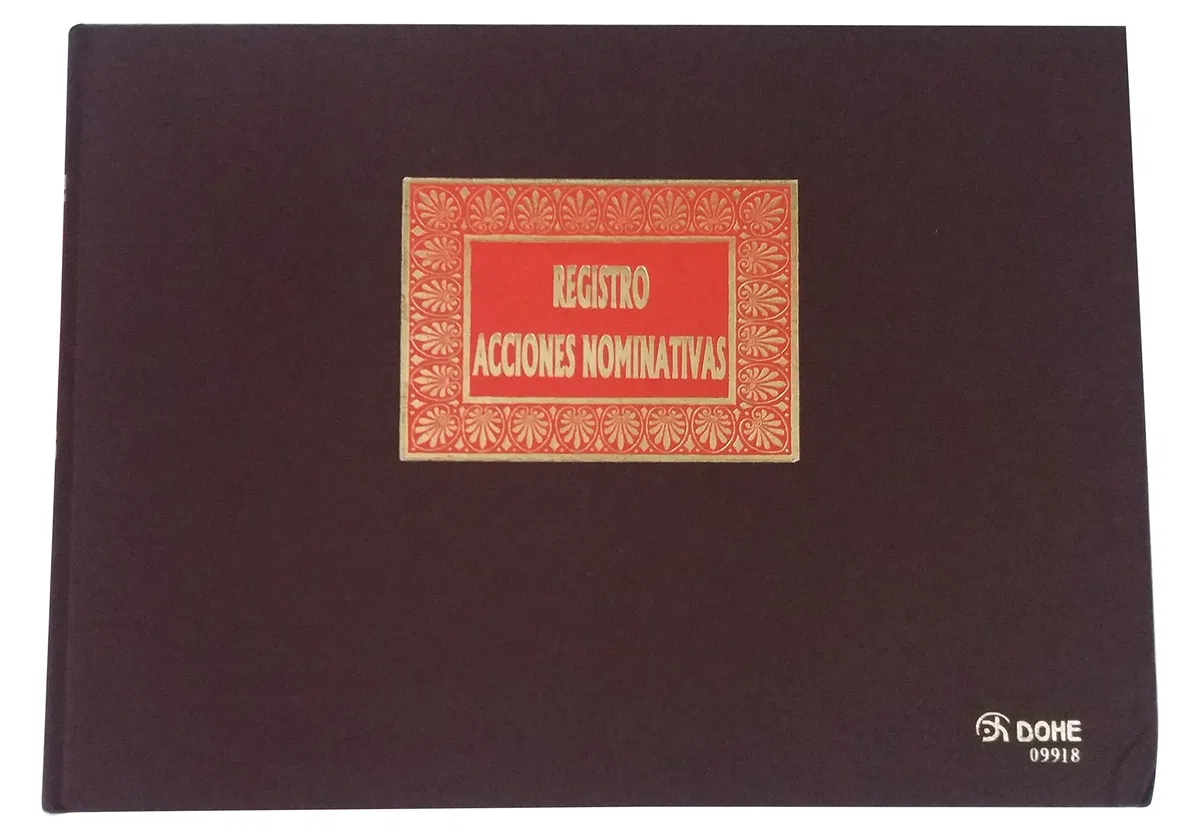 Dohe 9918 - Libro Registro, acciones nominativas, folio apaisado