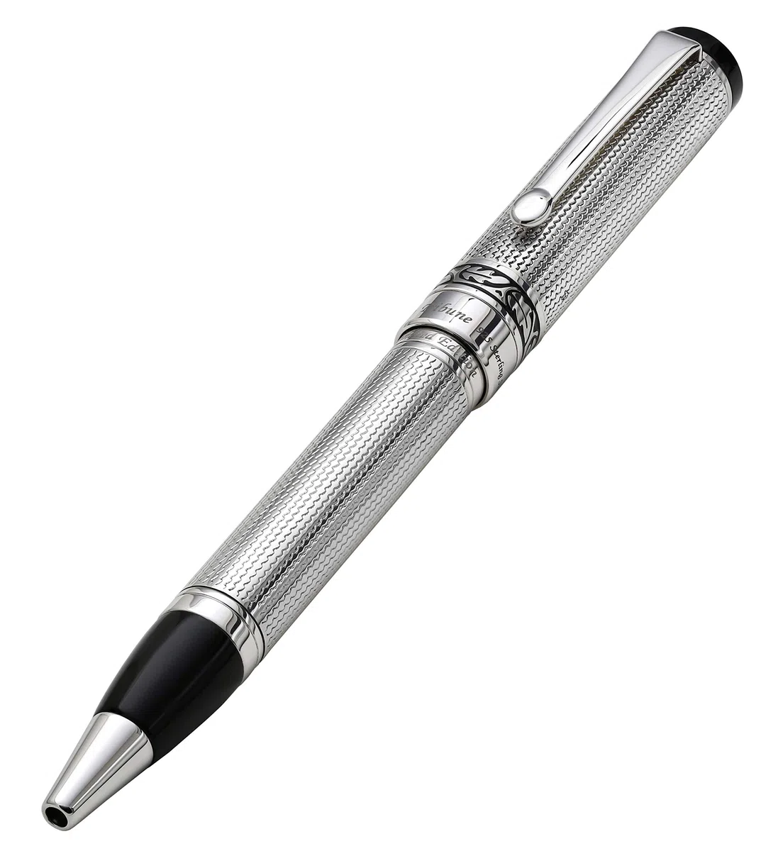 Xezo Tribune Twist Action - Bolígrafo de punta media, barril de plata de ley maciza con piezas chapadas en platino puro, hecho a mano, edición limitada de 300, serializado