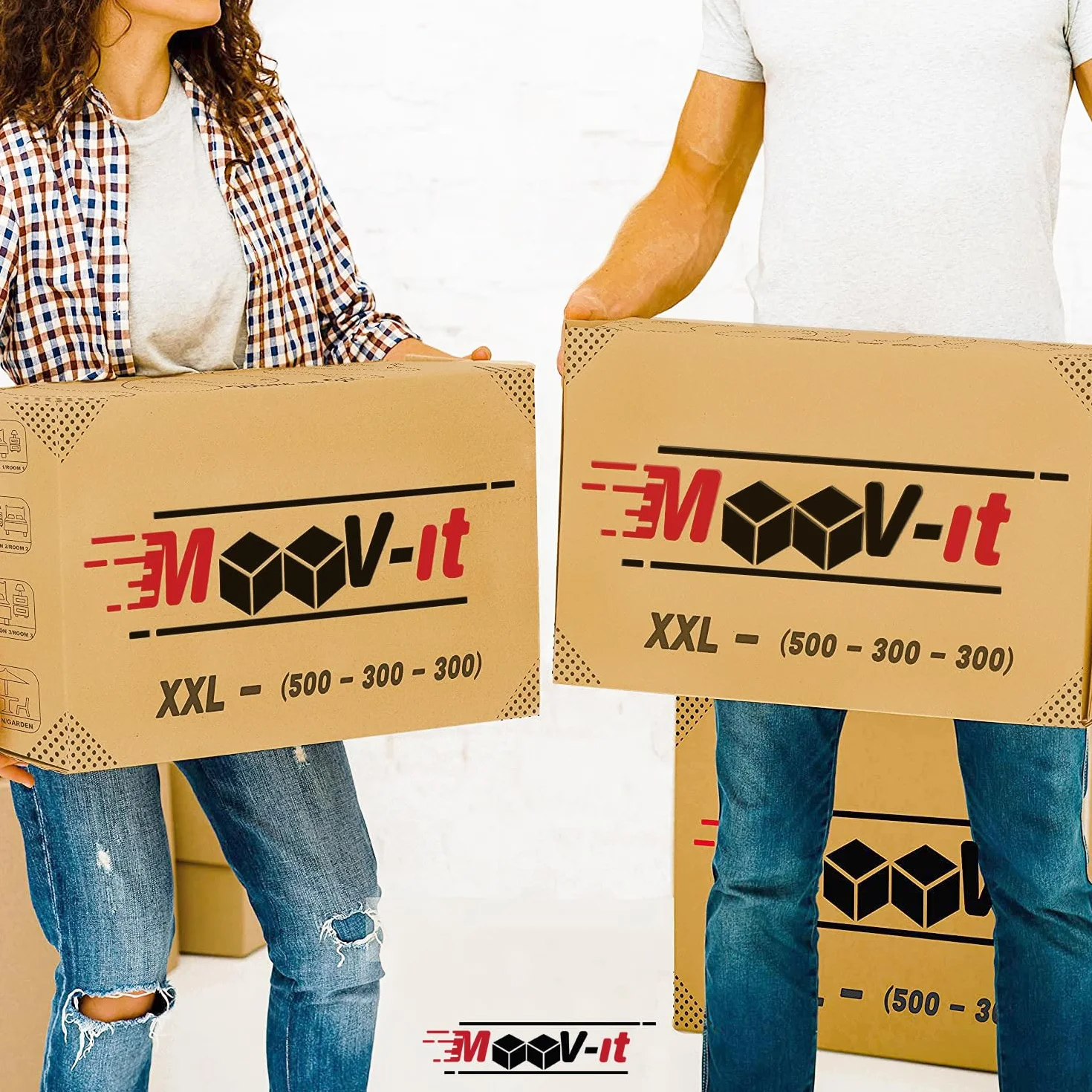 Pack de 20 cajas de cartón para mudanza,50x30x30cm, Cartón reforzado y resistente. Cajas de embalaje para envíos con asas.Para almacenaje y Embalaje.Reutilizables. (20Ud. (50x30x30cm))