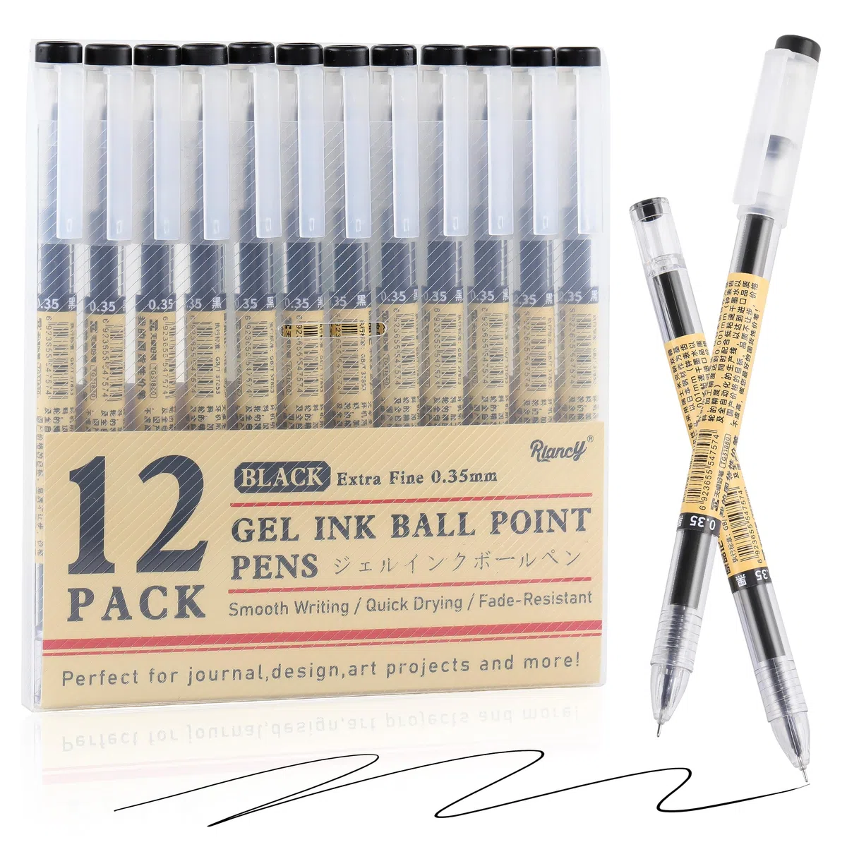 Bolígrafos de tinta de gel de estilo japonés de tinta líquida, bolígrafos de tinta de secado rápido de 0,35 mm, punta ultrafina, bolígrafo premium para oficina, escuela, suministros de
