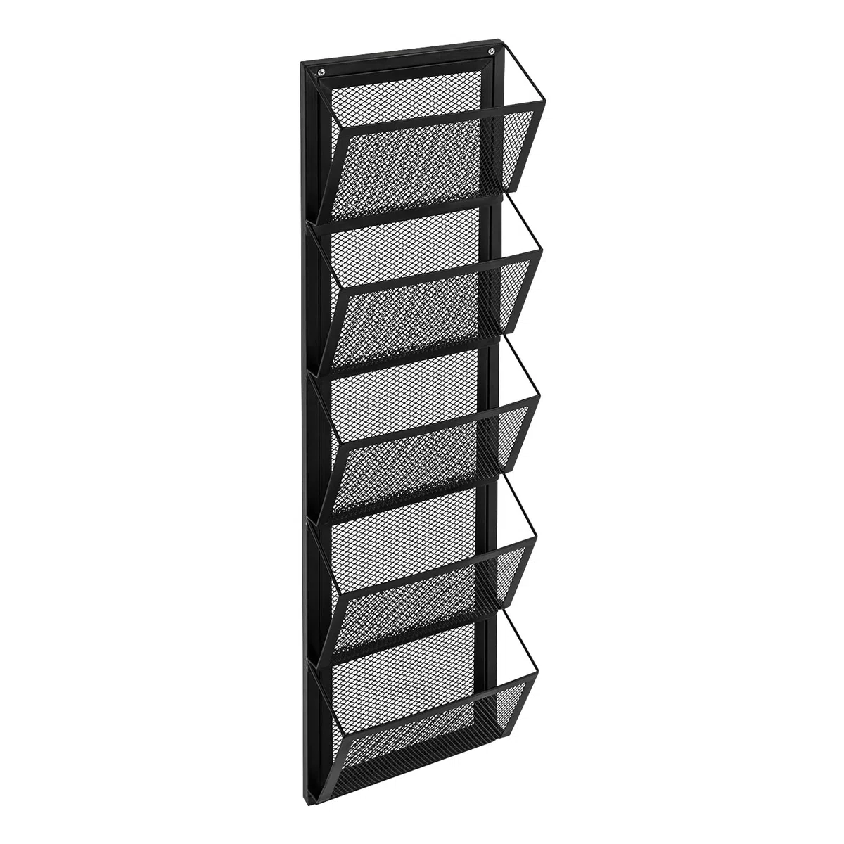 5 compartimentos de metal A4 para revistas de pared, archivos, documentos, organizador de revistas, dispensador de folletos, soporte de malla para archivos de pared, soporte de bolsillo